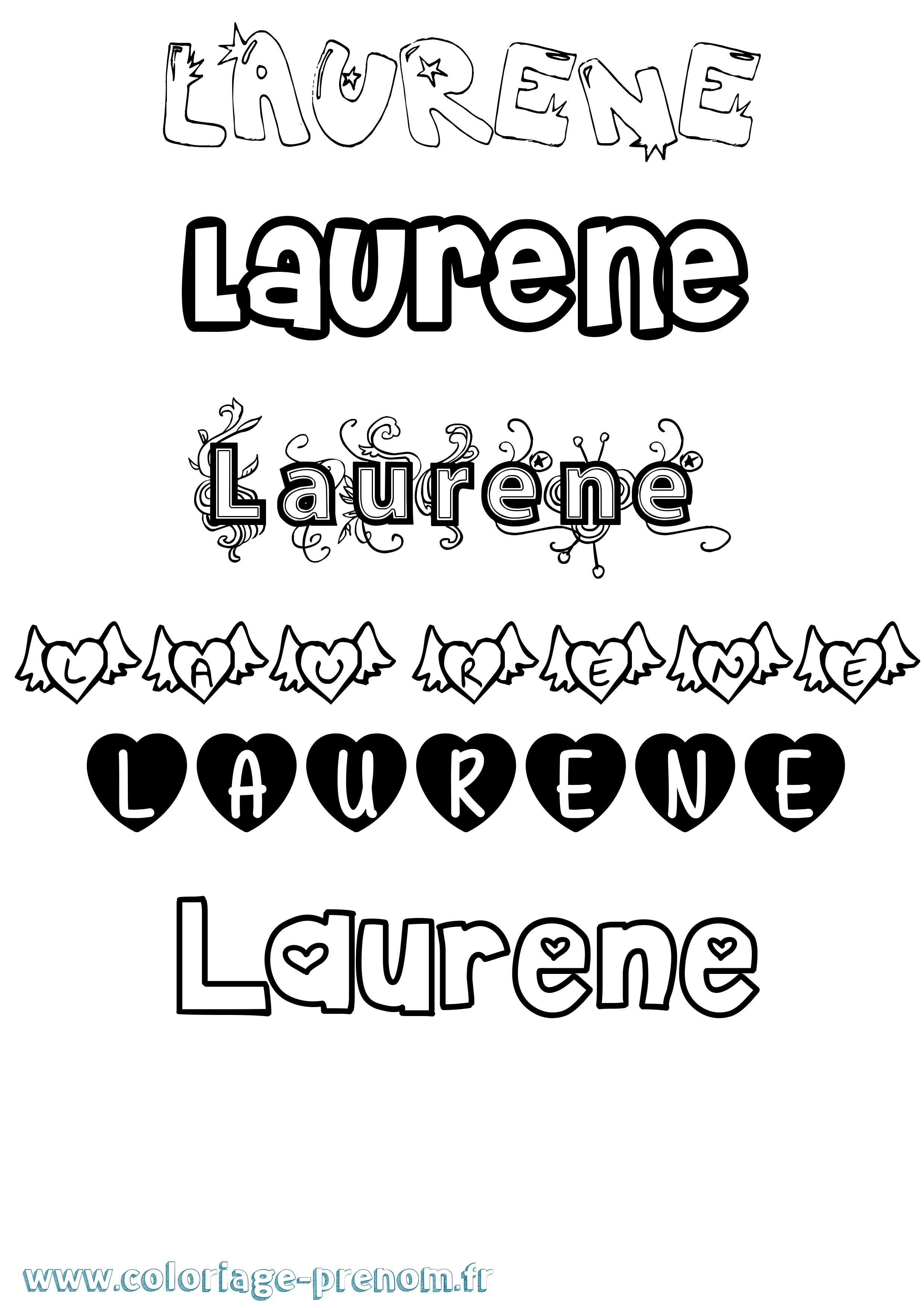 Coloriage prénom Laurene Girly