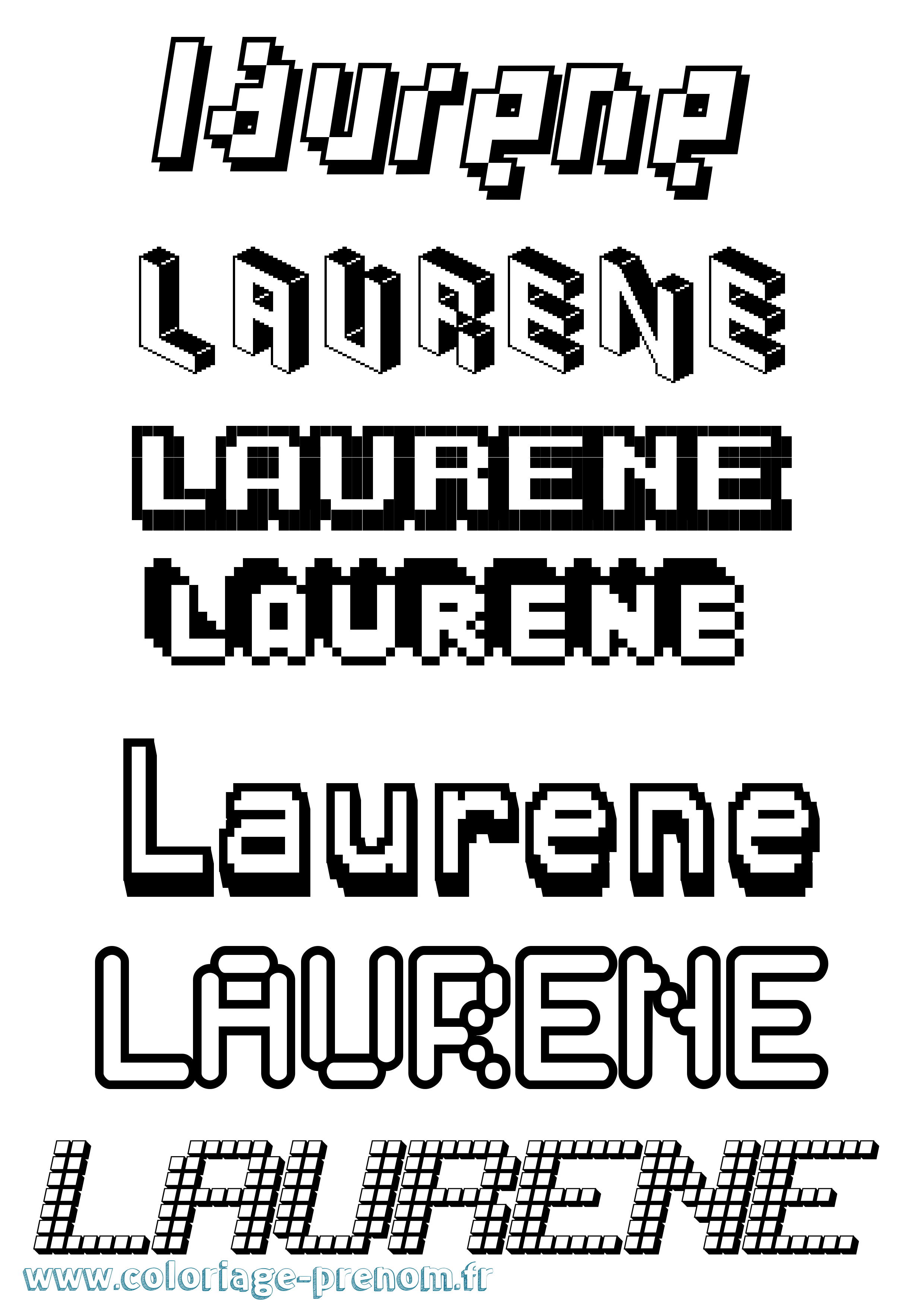 Coloriage prénom Laurene Pixel