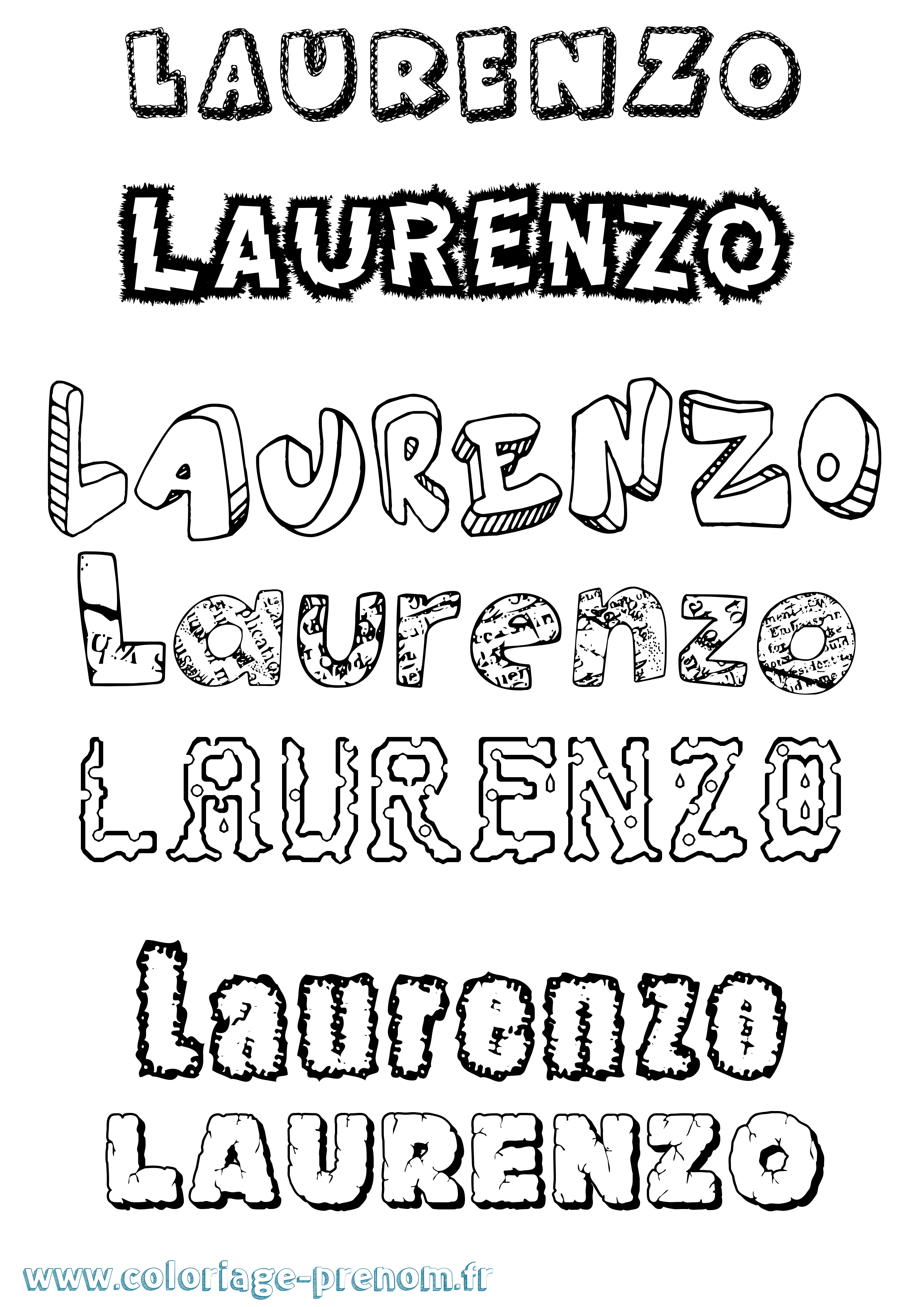 Coloriage prénom Laurenzo Destructuré