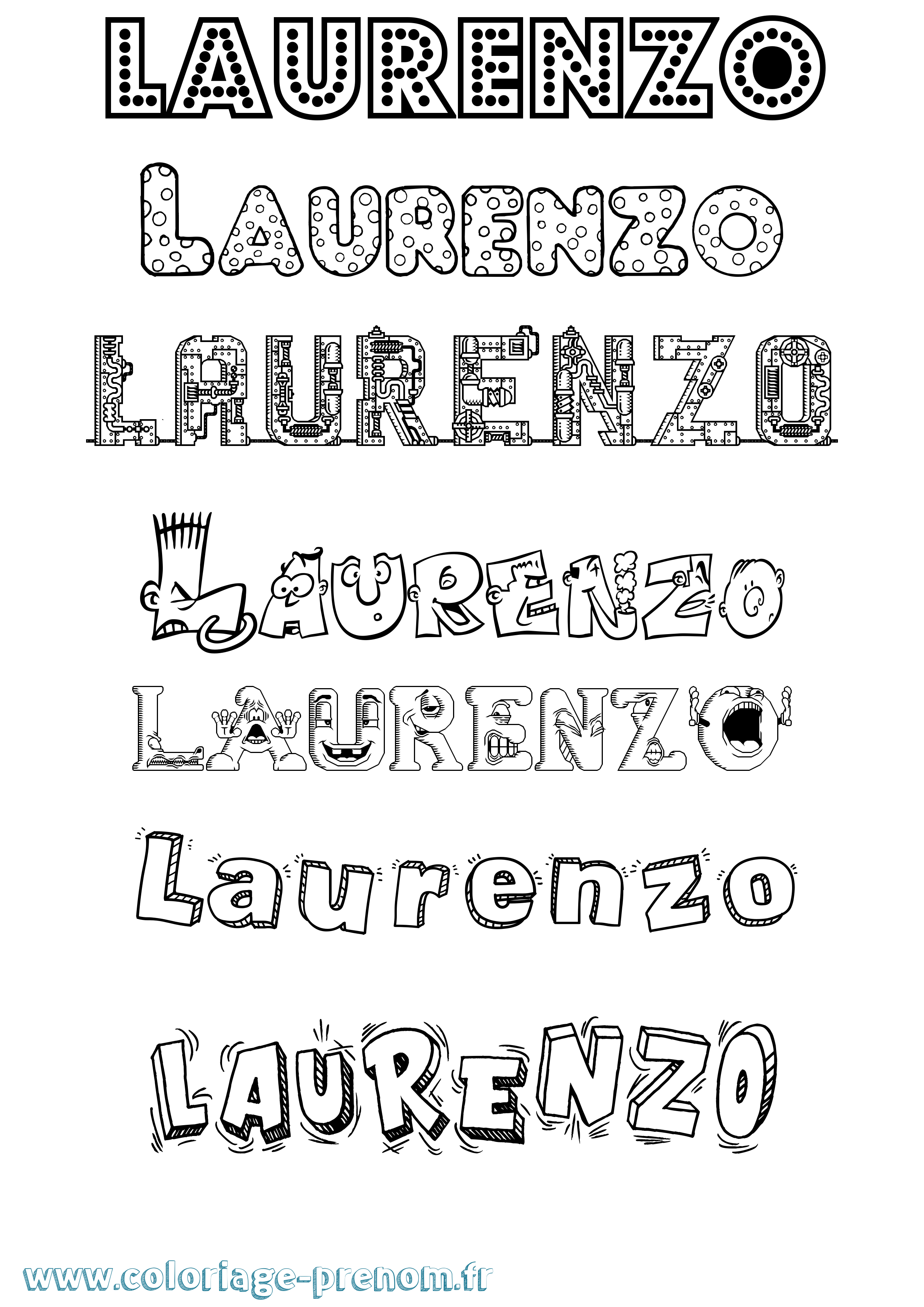 Coloriage prénom Laurenzo Fun
