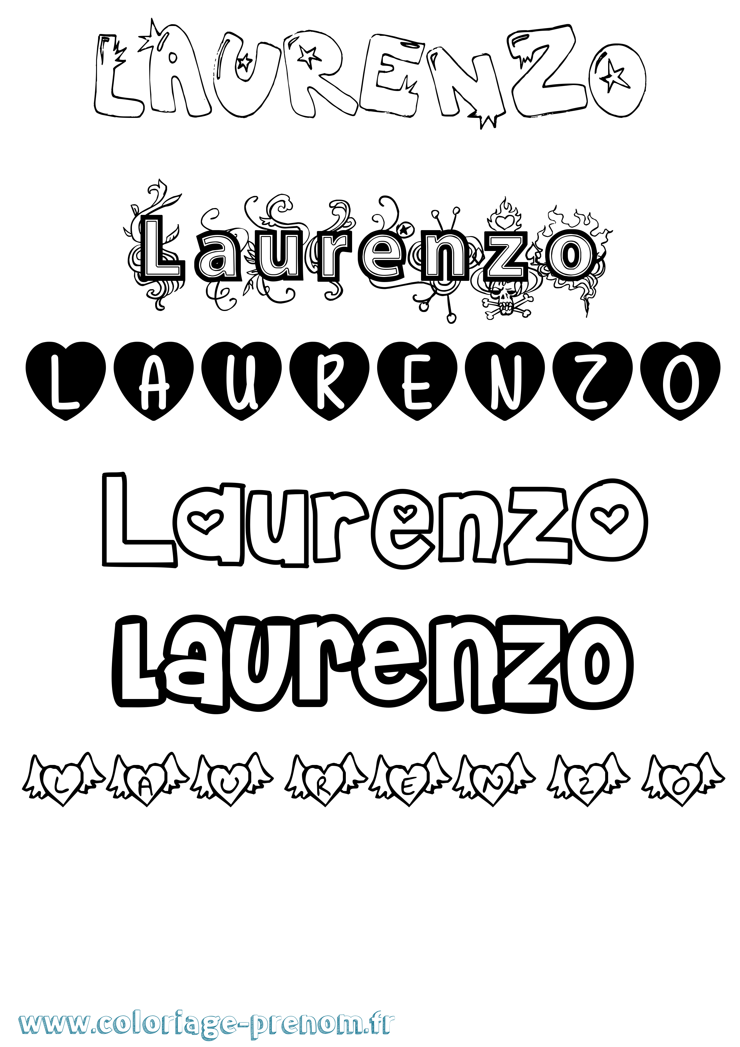 Coloriage prénom Laurenzo Girly