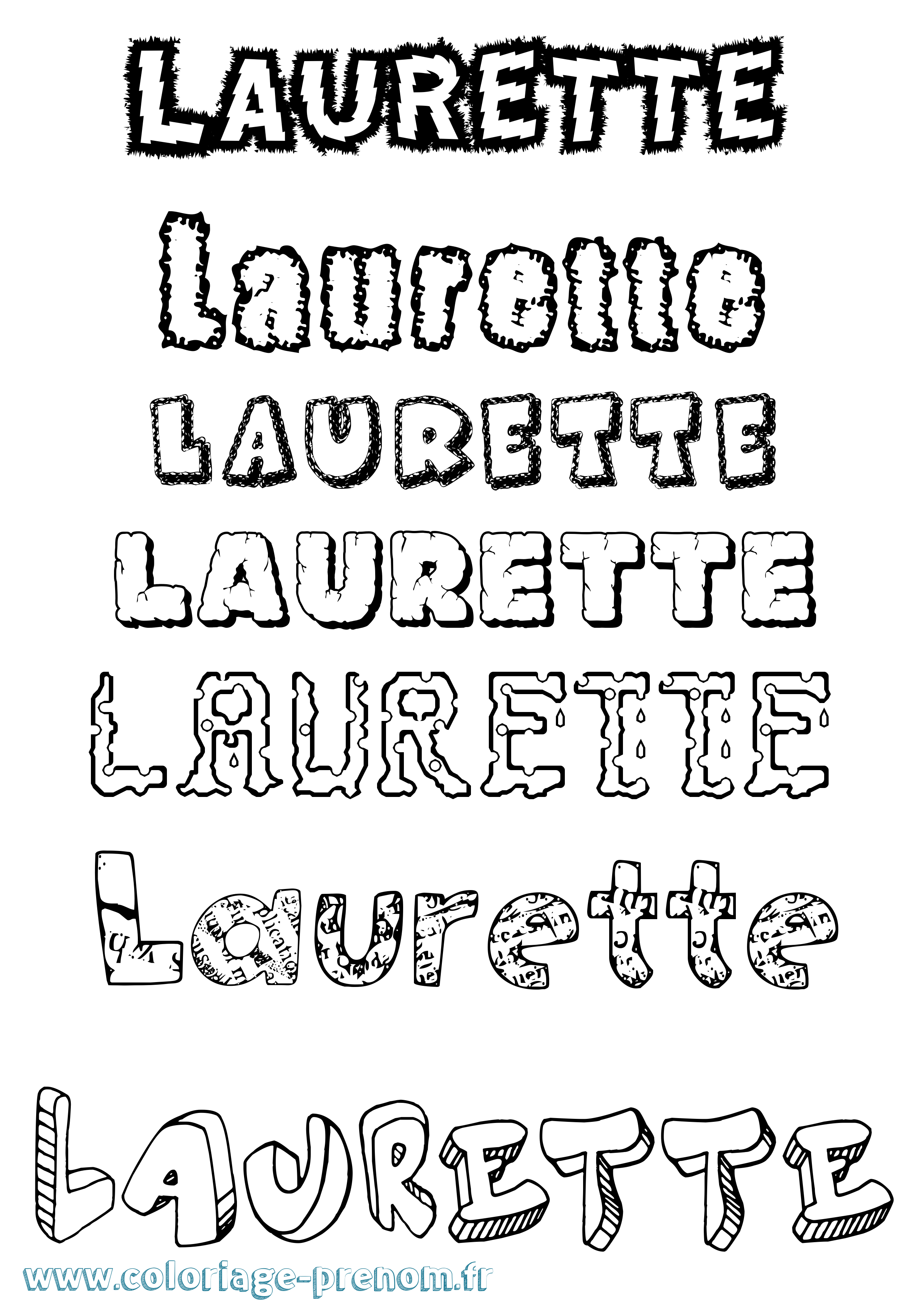 Coloriage prénom Laurette Destructuré