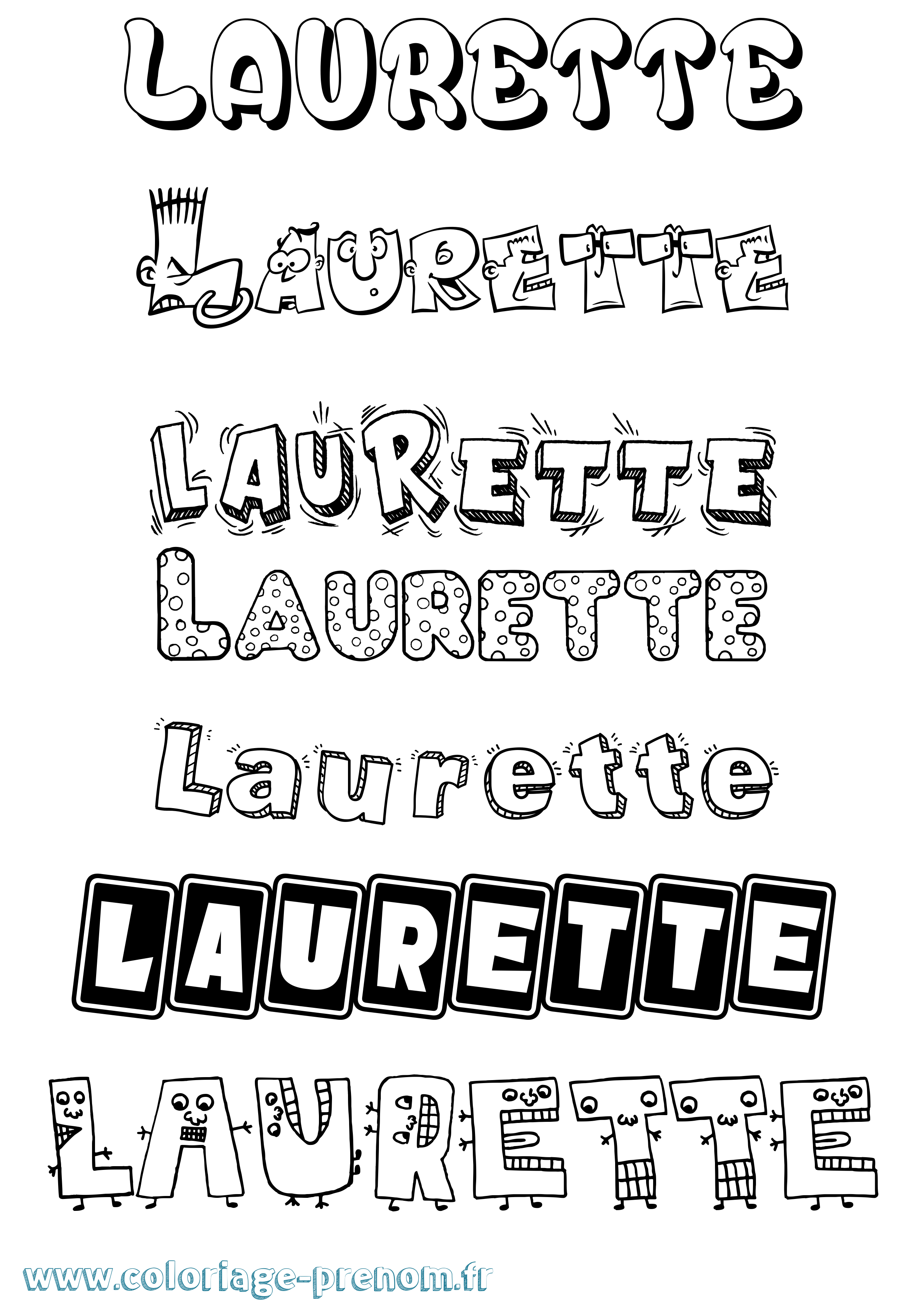 Coloriage prénom Laurette Fun