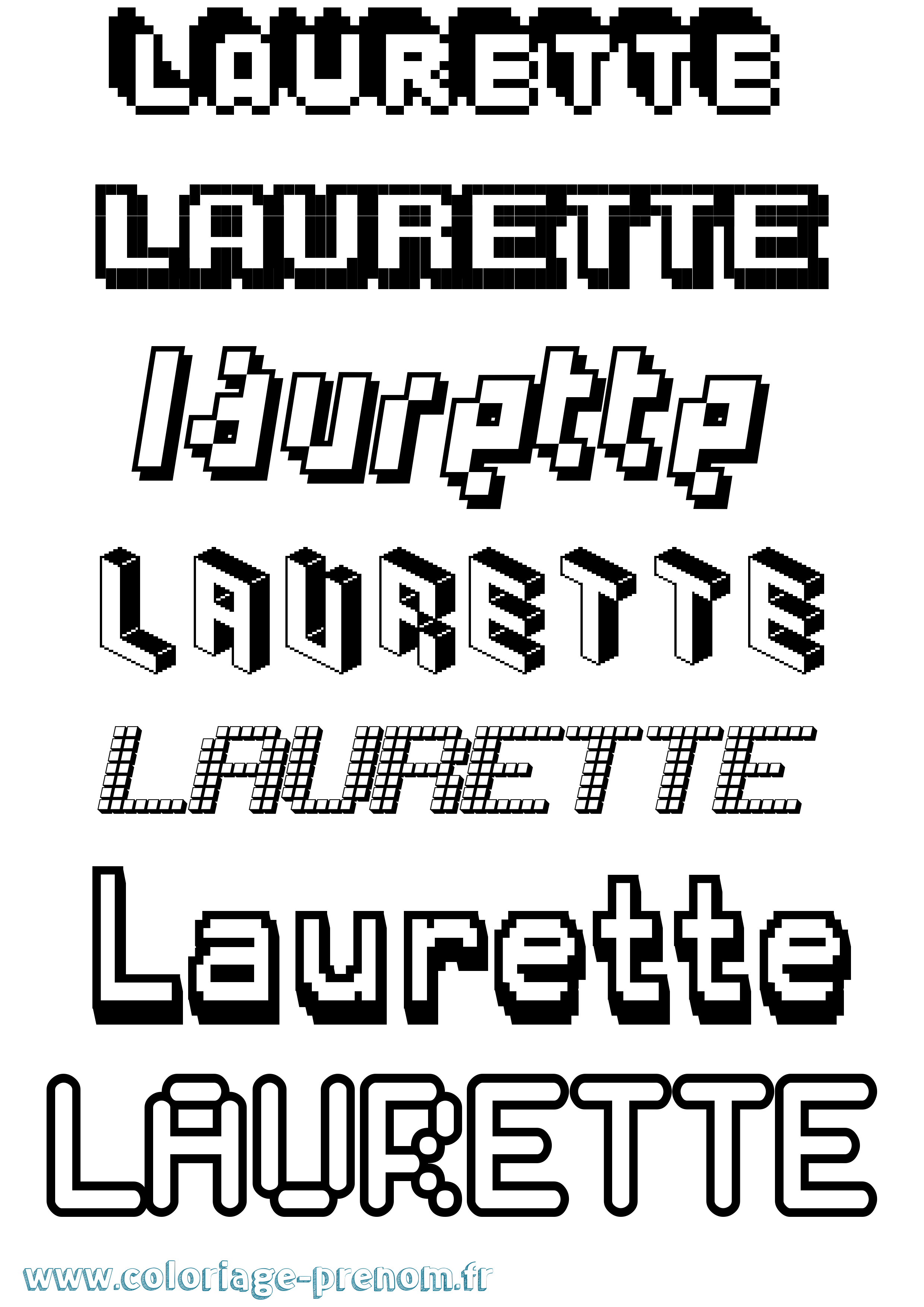 Coloriage prénom Laurette Pixel