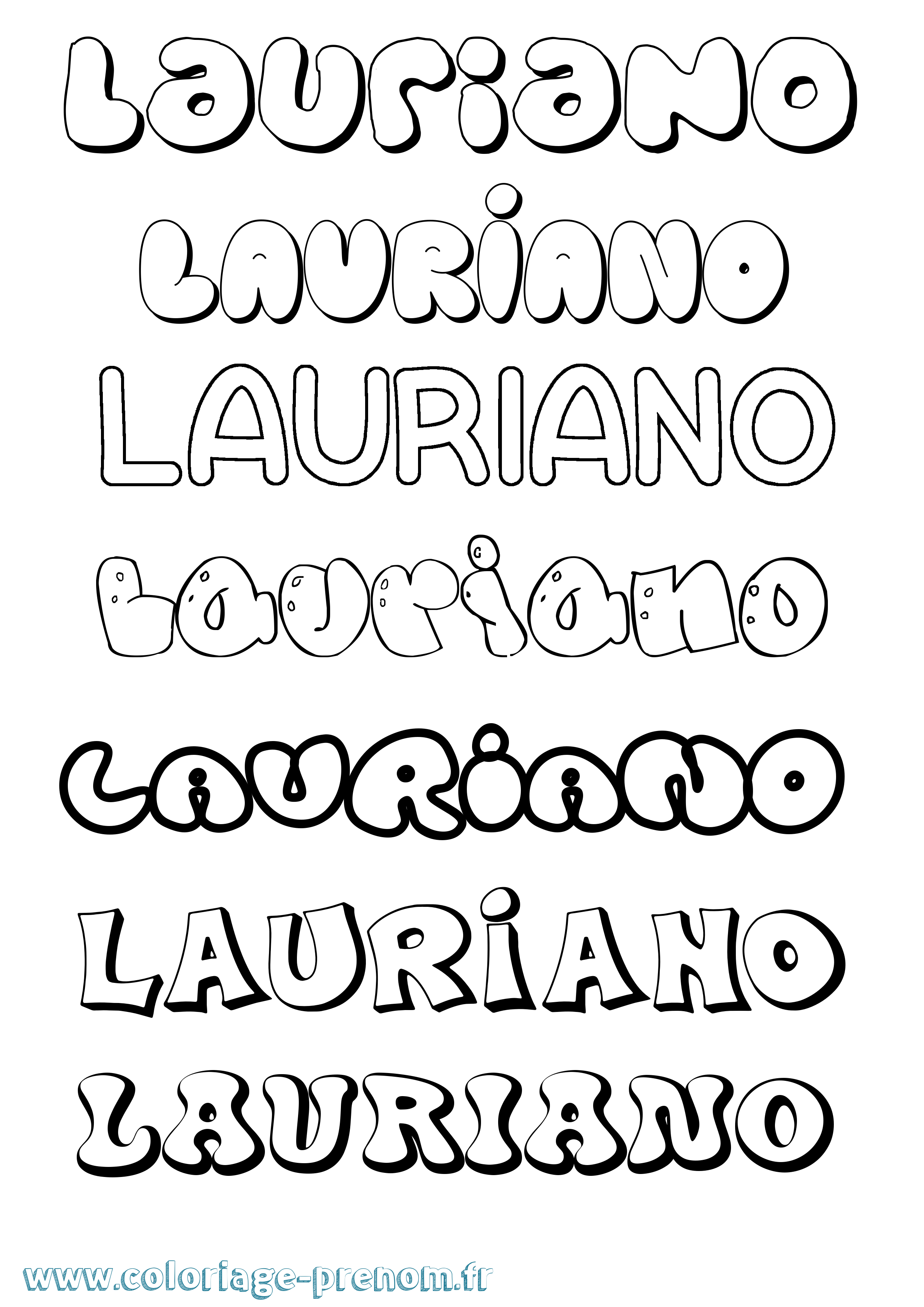 Coloriage prénom Lauriano Bubble