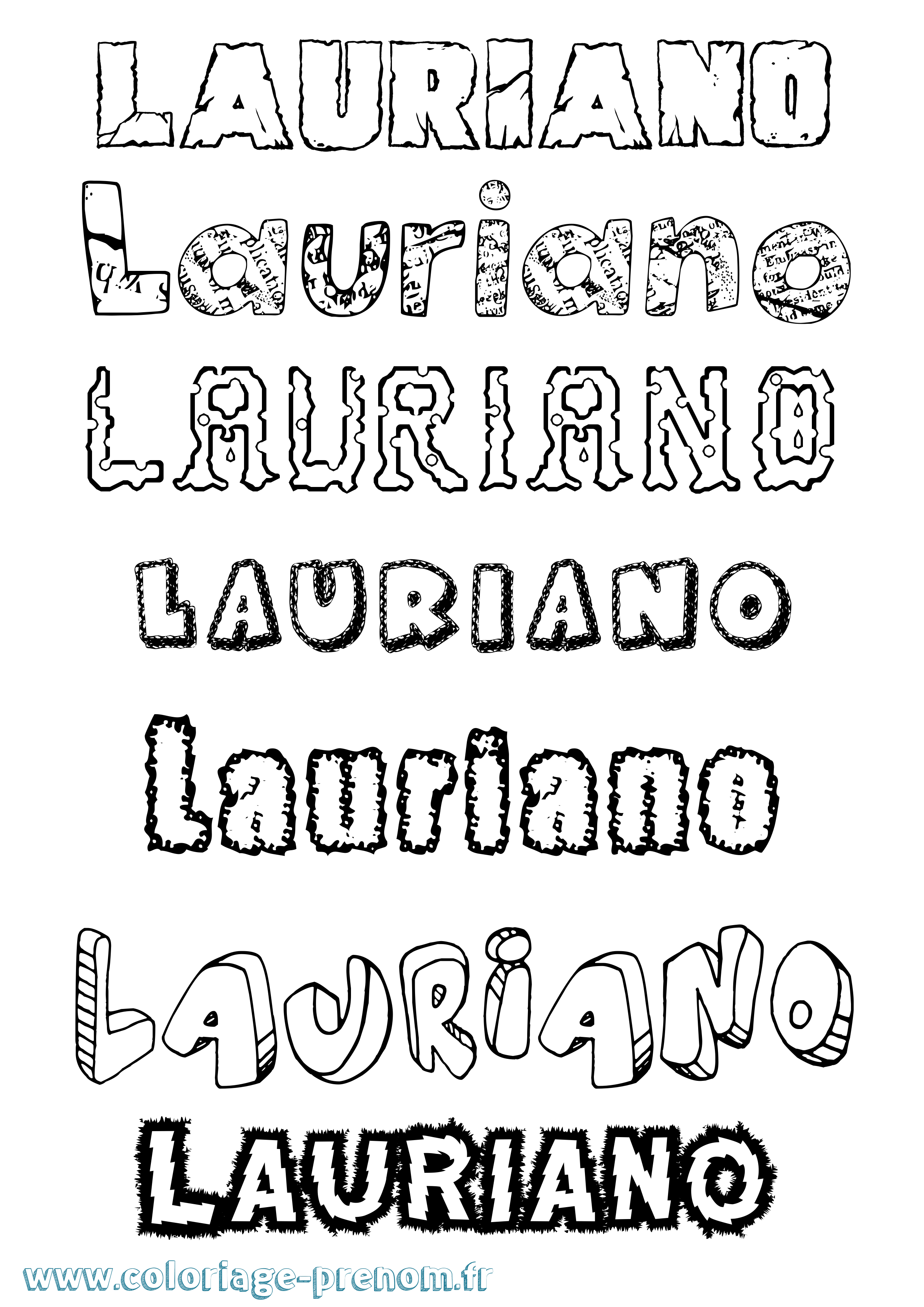Coloriage prénom Lauriano Destructuré