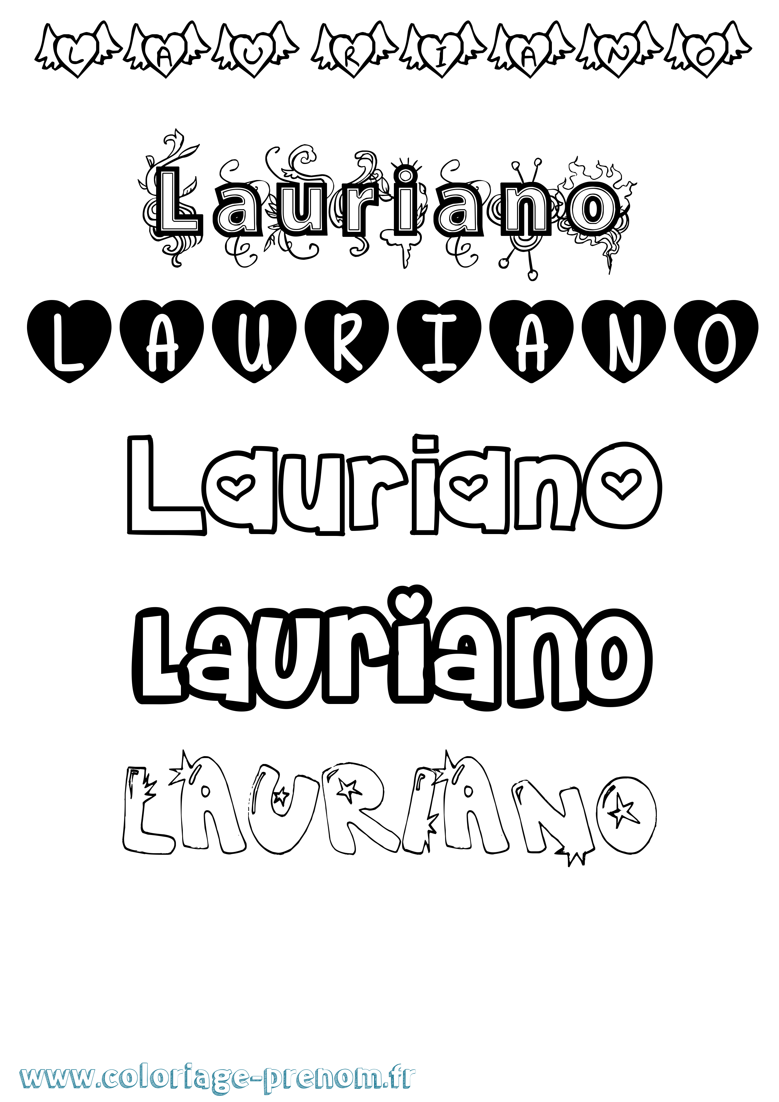 Coloriage prénom Lauriano Girly