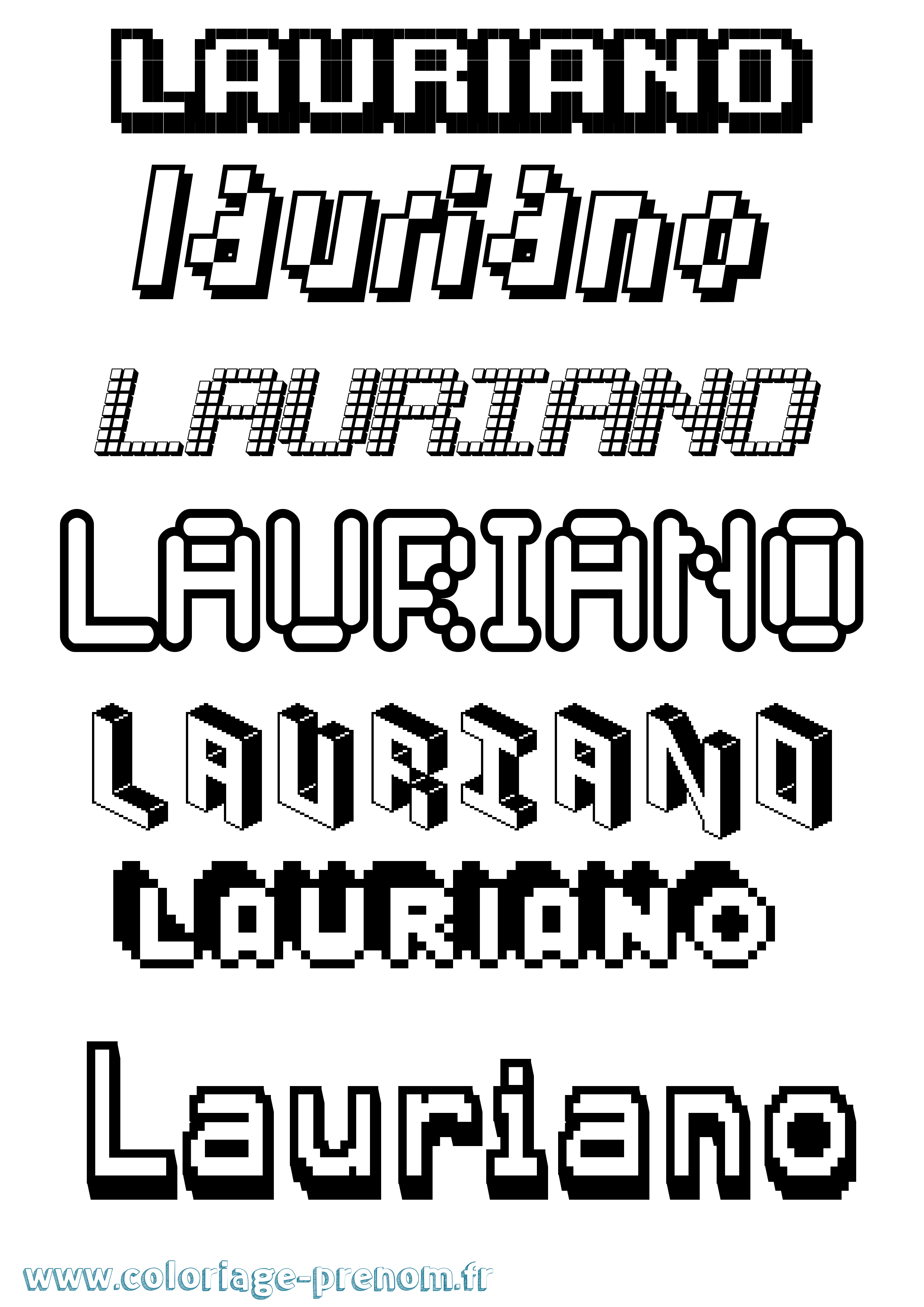 Coloriage prénom Lauriano Pixel