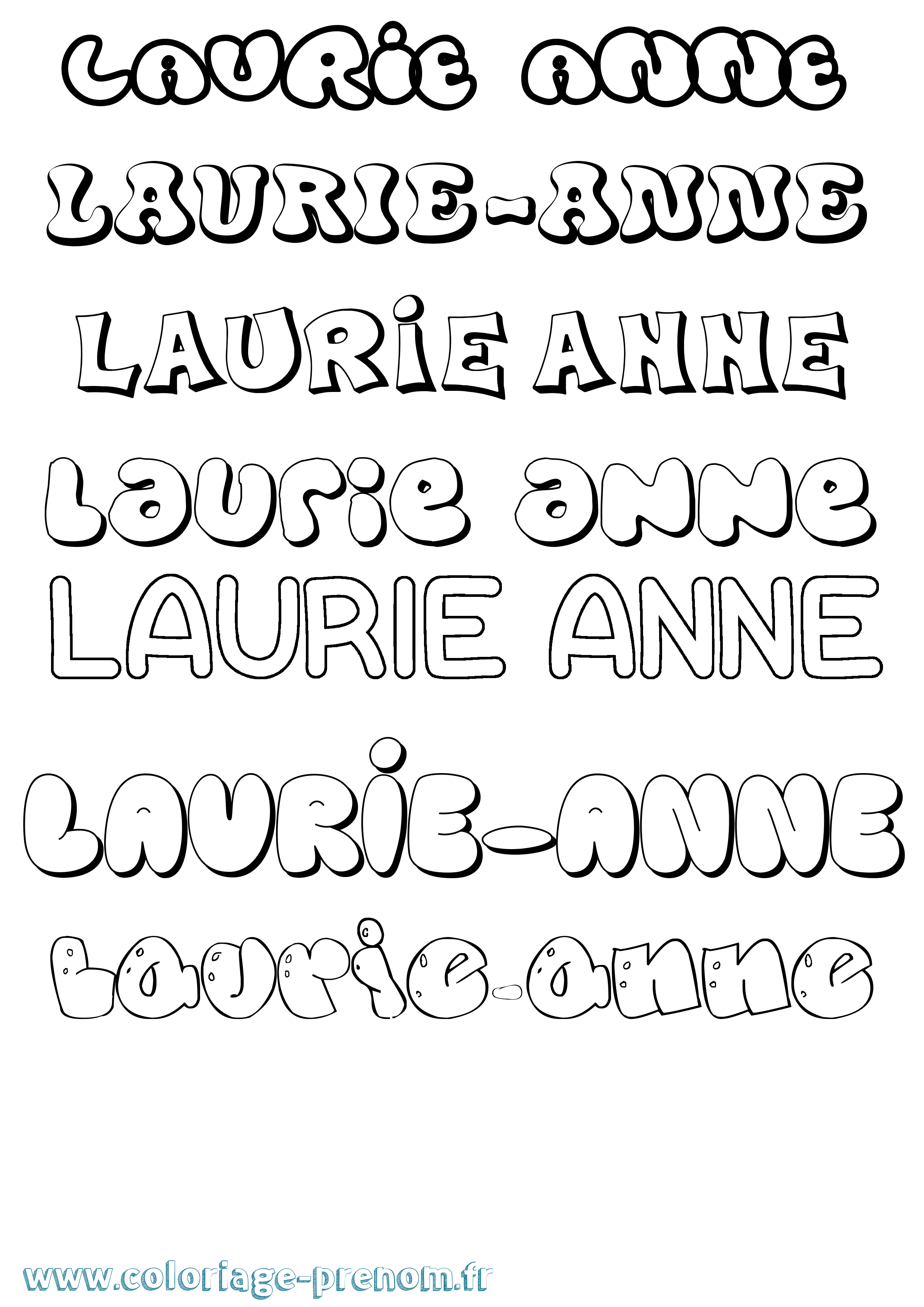 Coloriage prénom Laurie-Anne Bubble