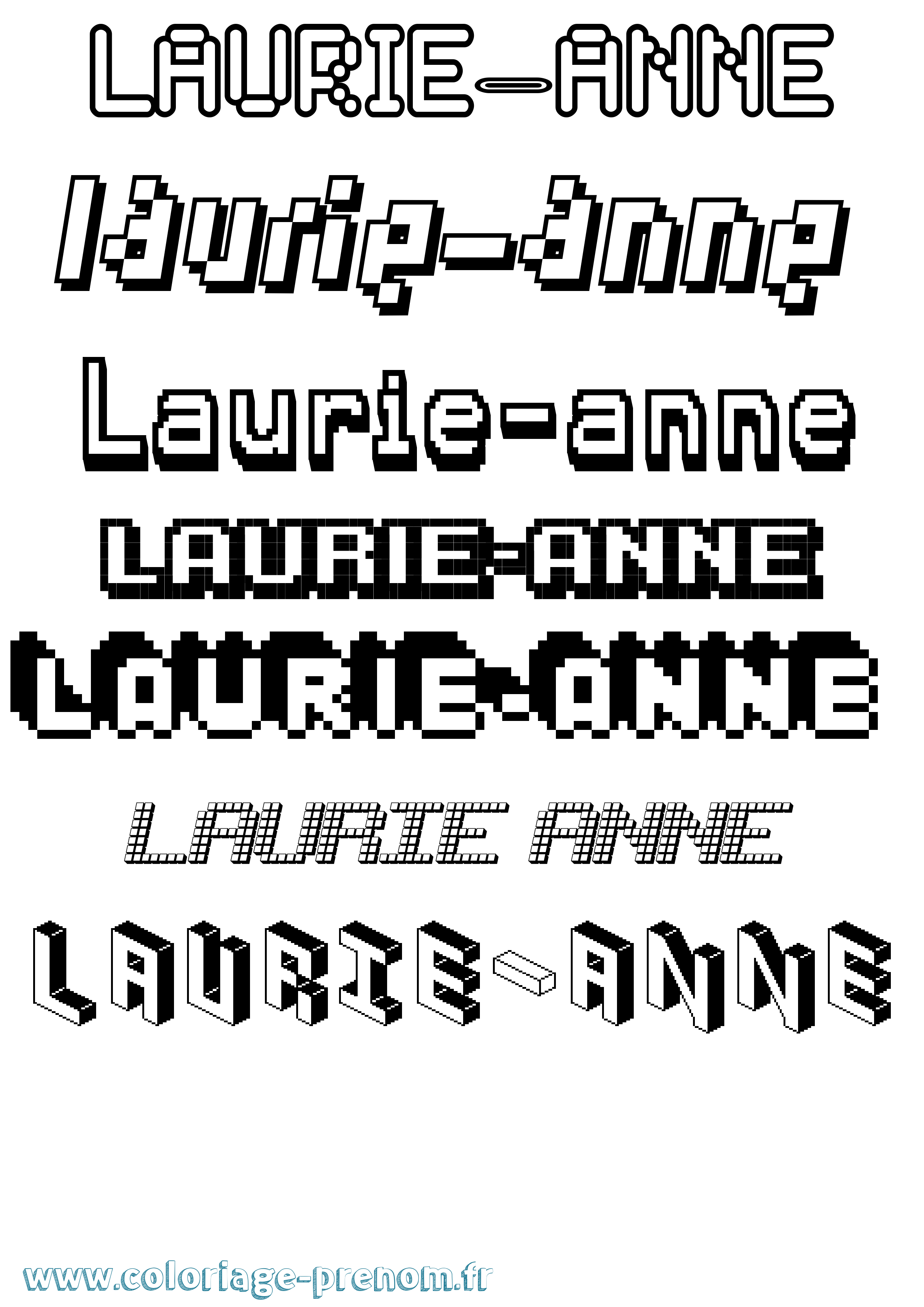 Coloriage prénom Laurie-Anne Pixel