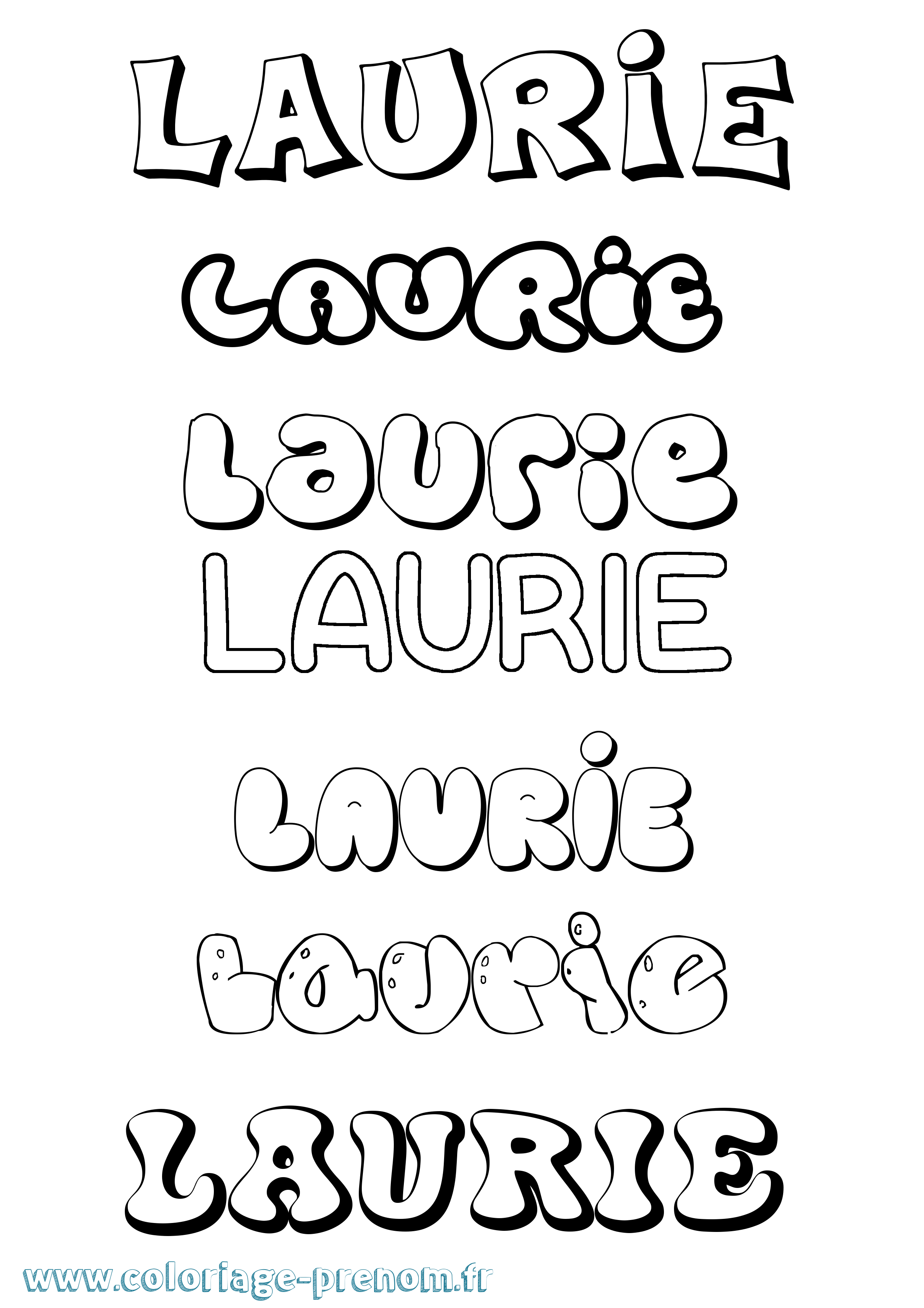 Coloriage prénom Laurie Bubble
