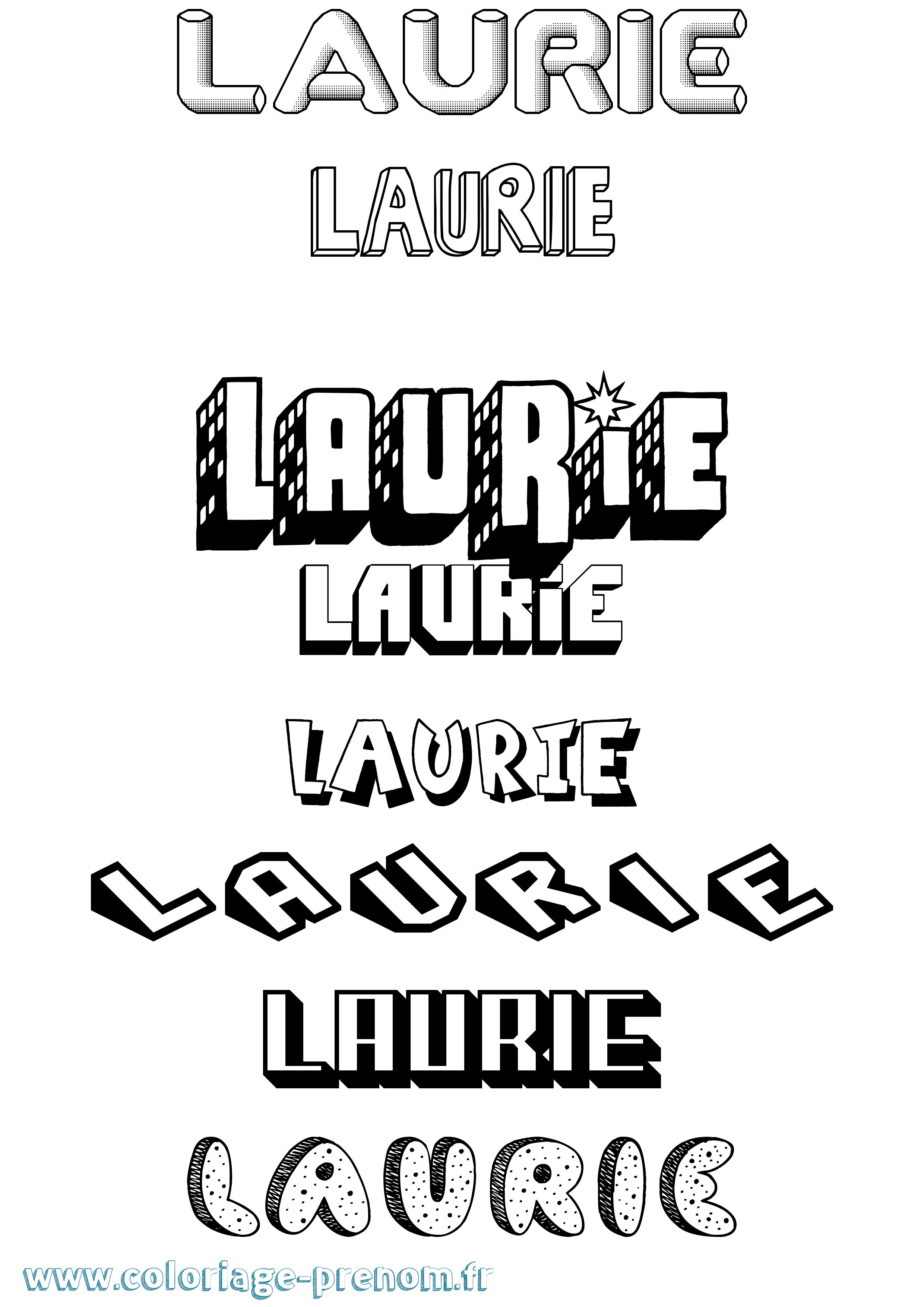 Coloriage prénom Laurie Effet 3D