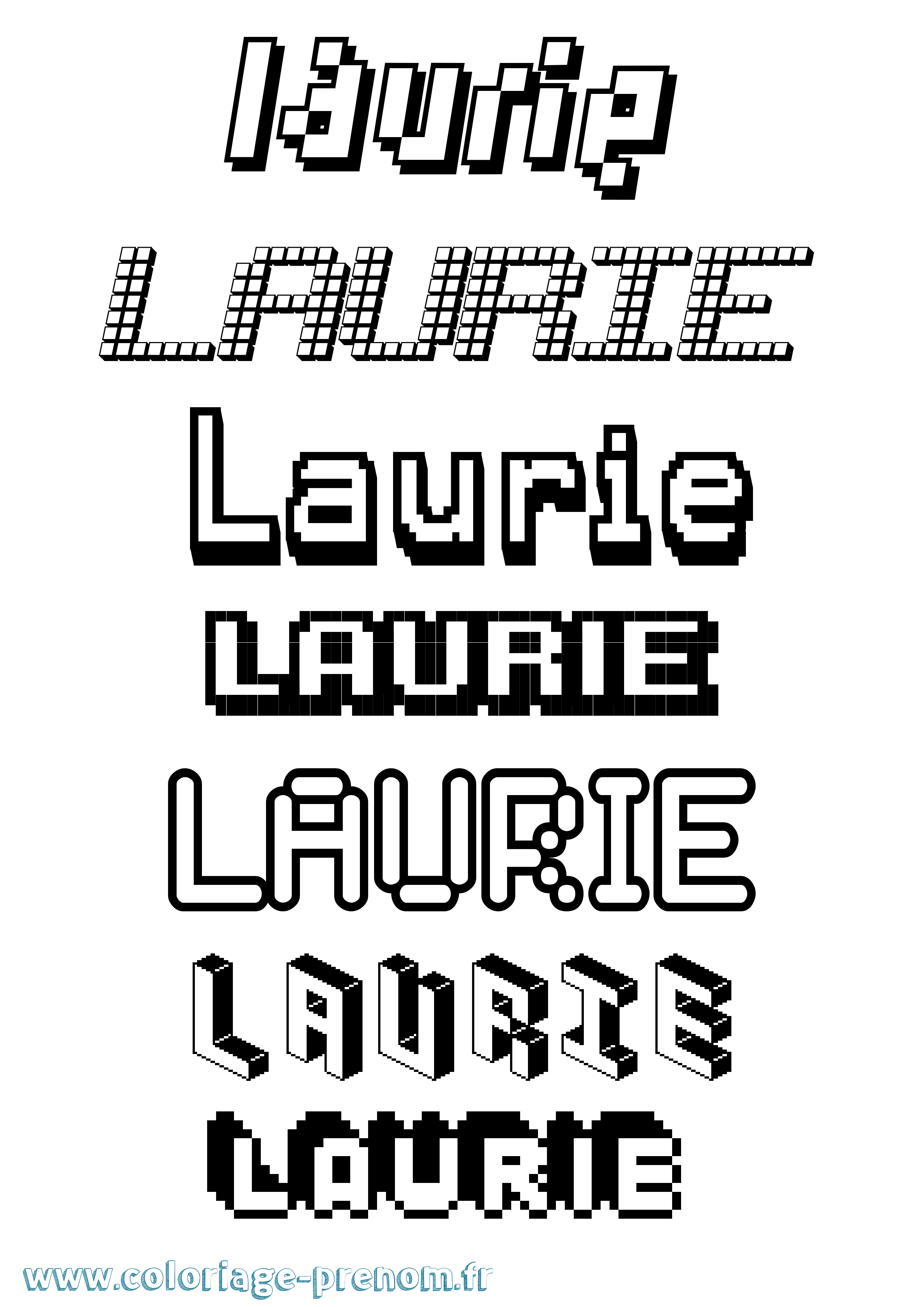 Coloriage prénom Laurie Pixel