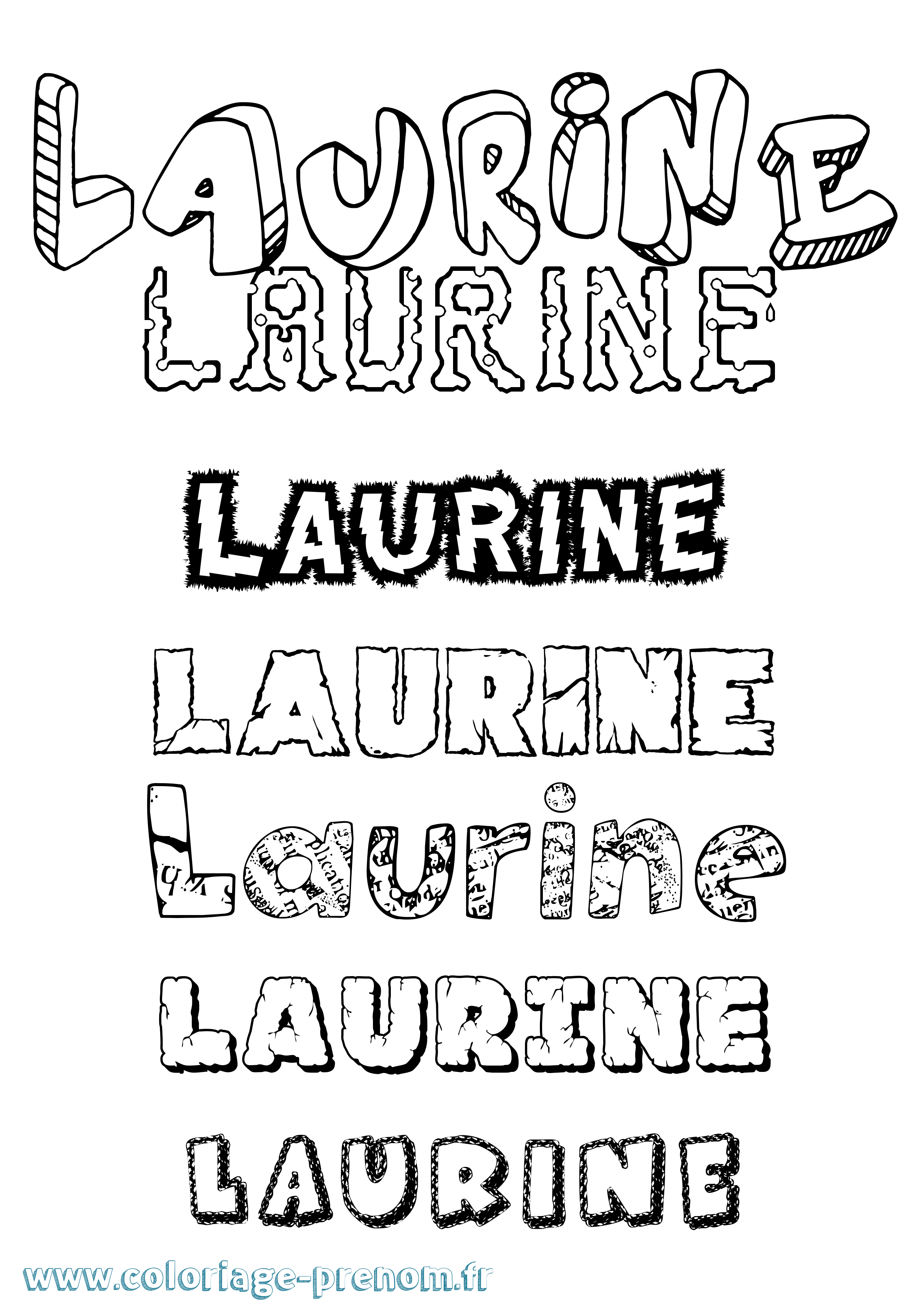 Coloriage prénom Laurine Destructuré