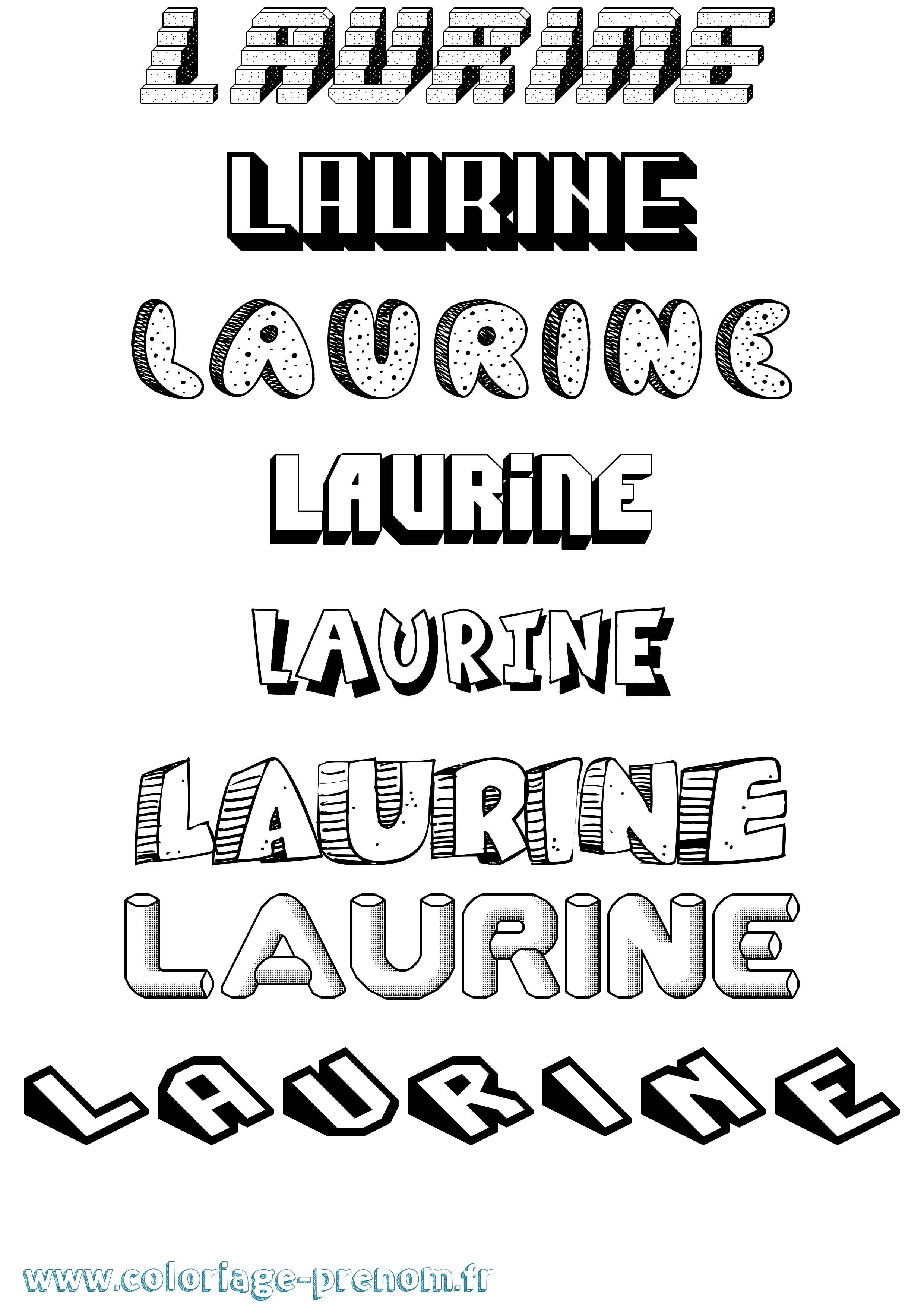 Coloriage prénom Laurine Effet 3D