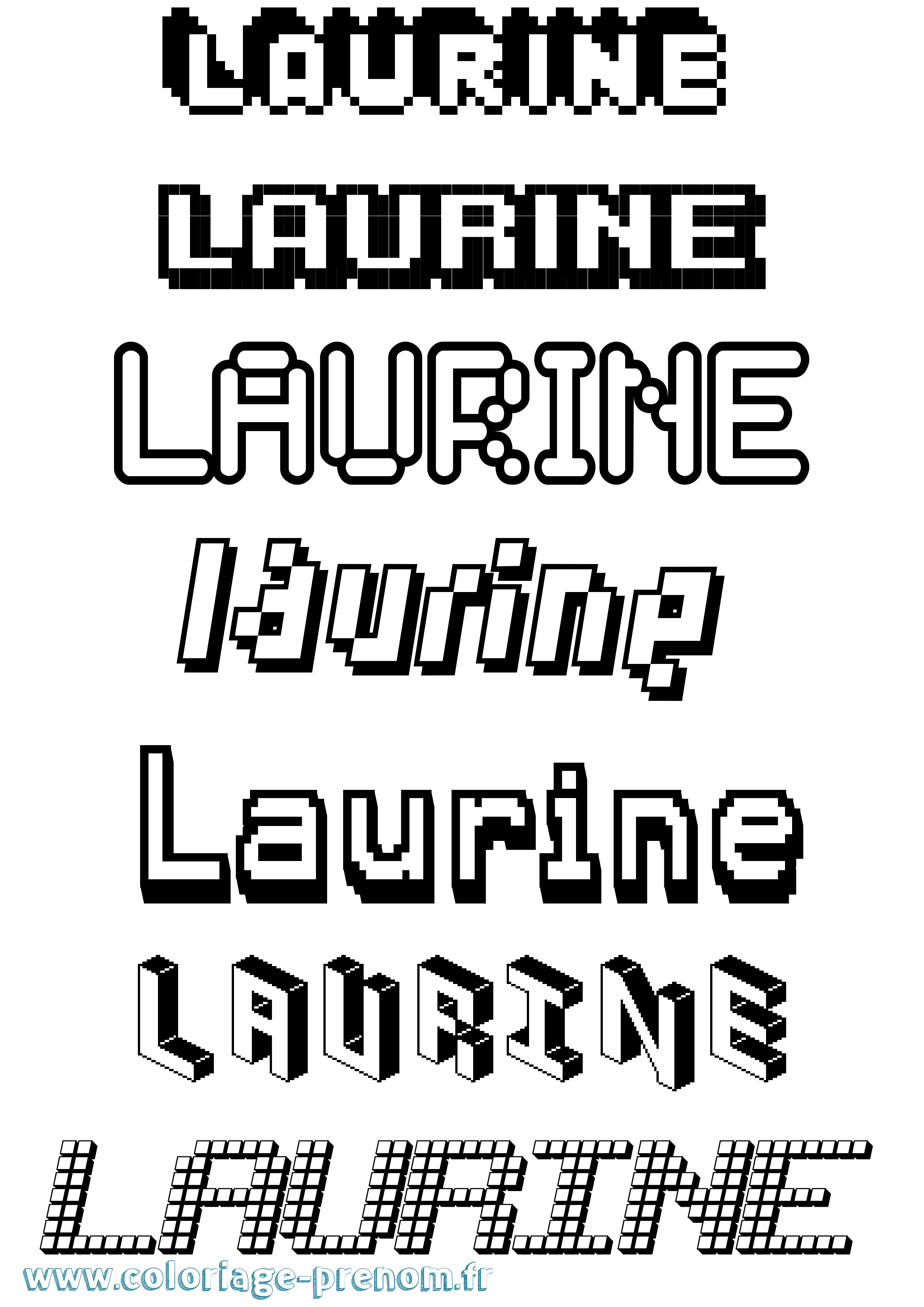 Coloriage prénom Laurine Pixel