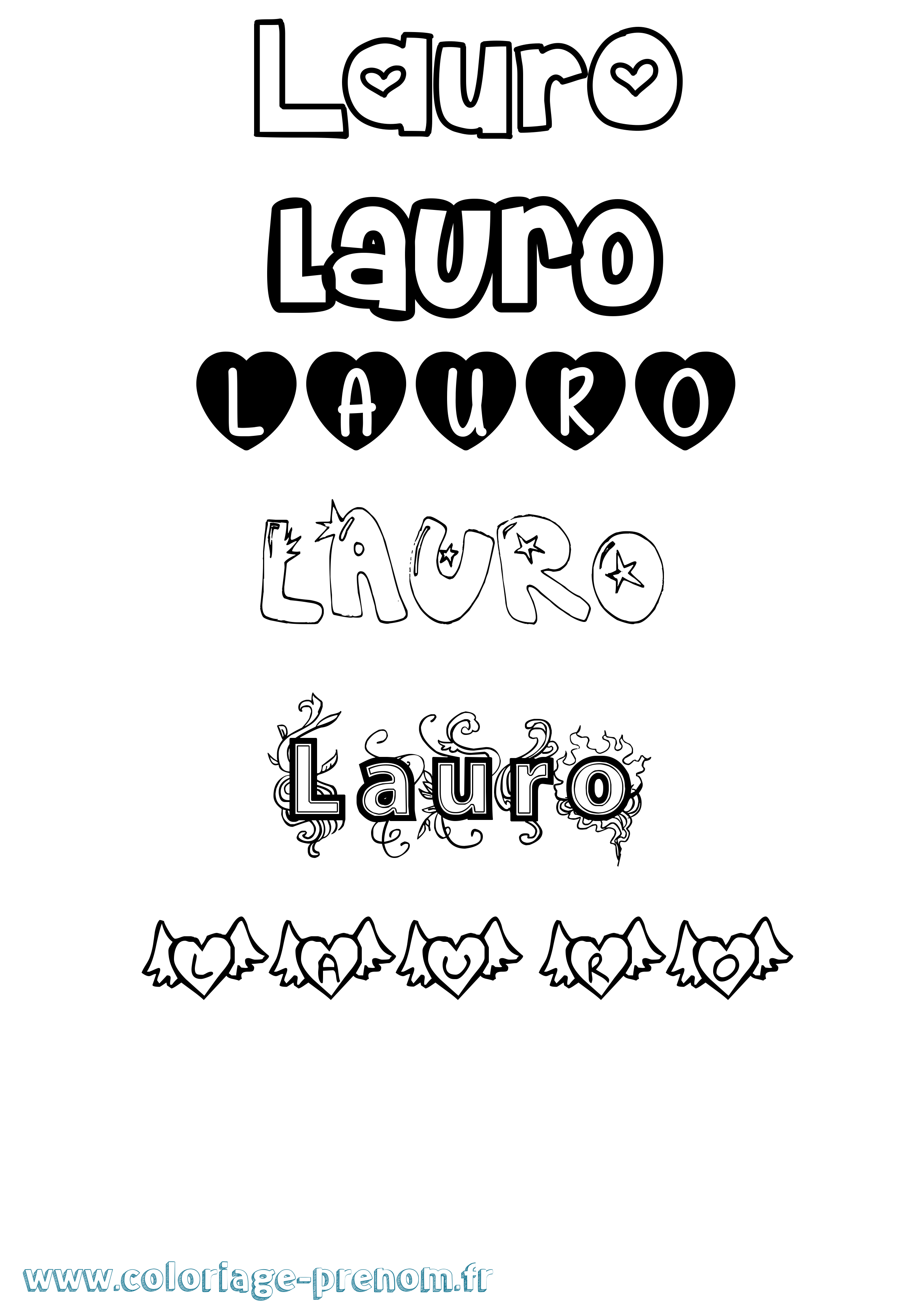 Coloriage prénom Lauro Girly