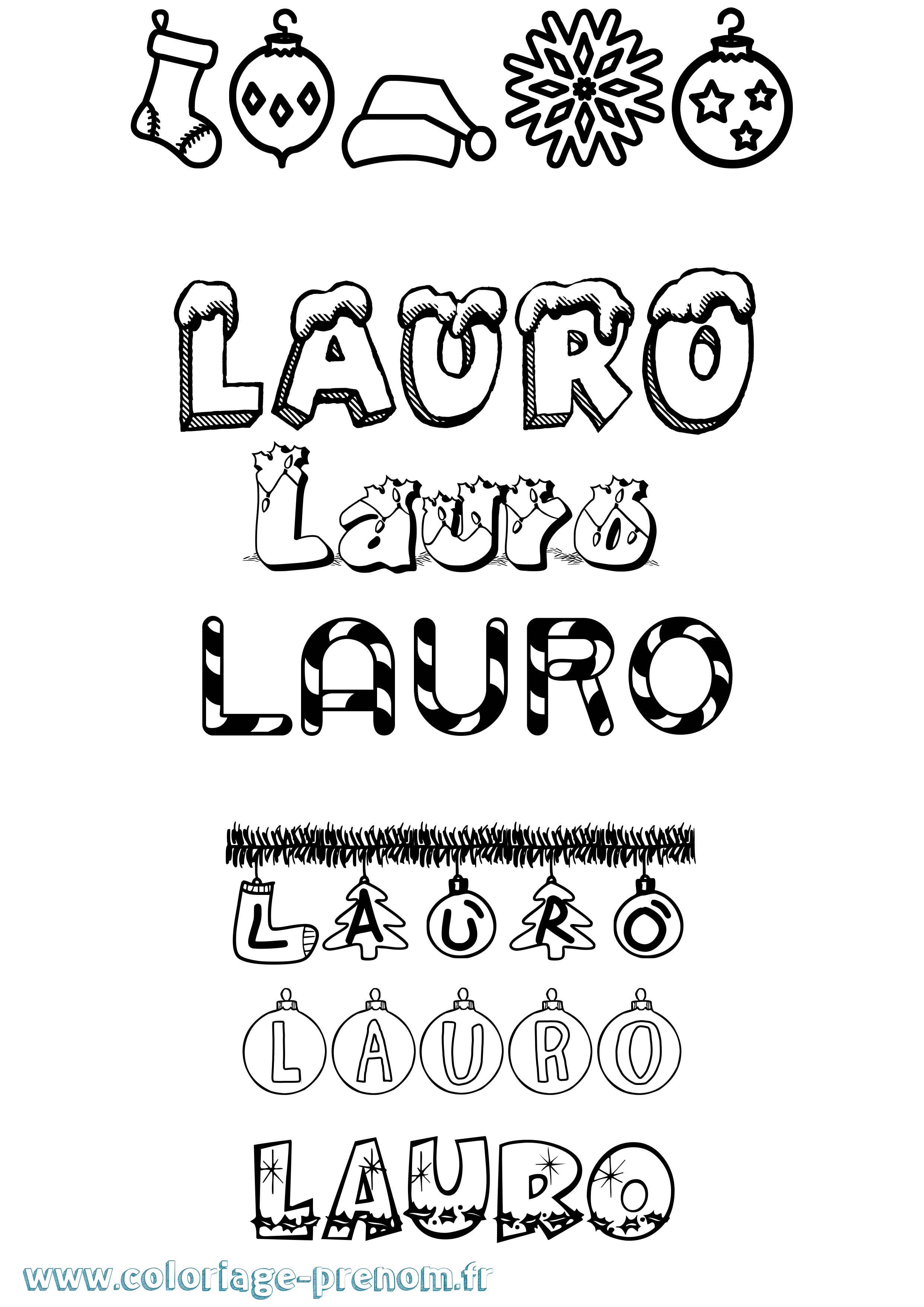 Coloriage prénom Lauro Noël