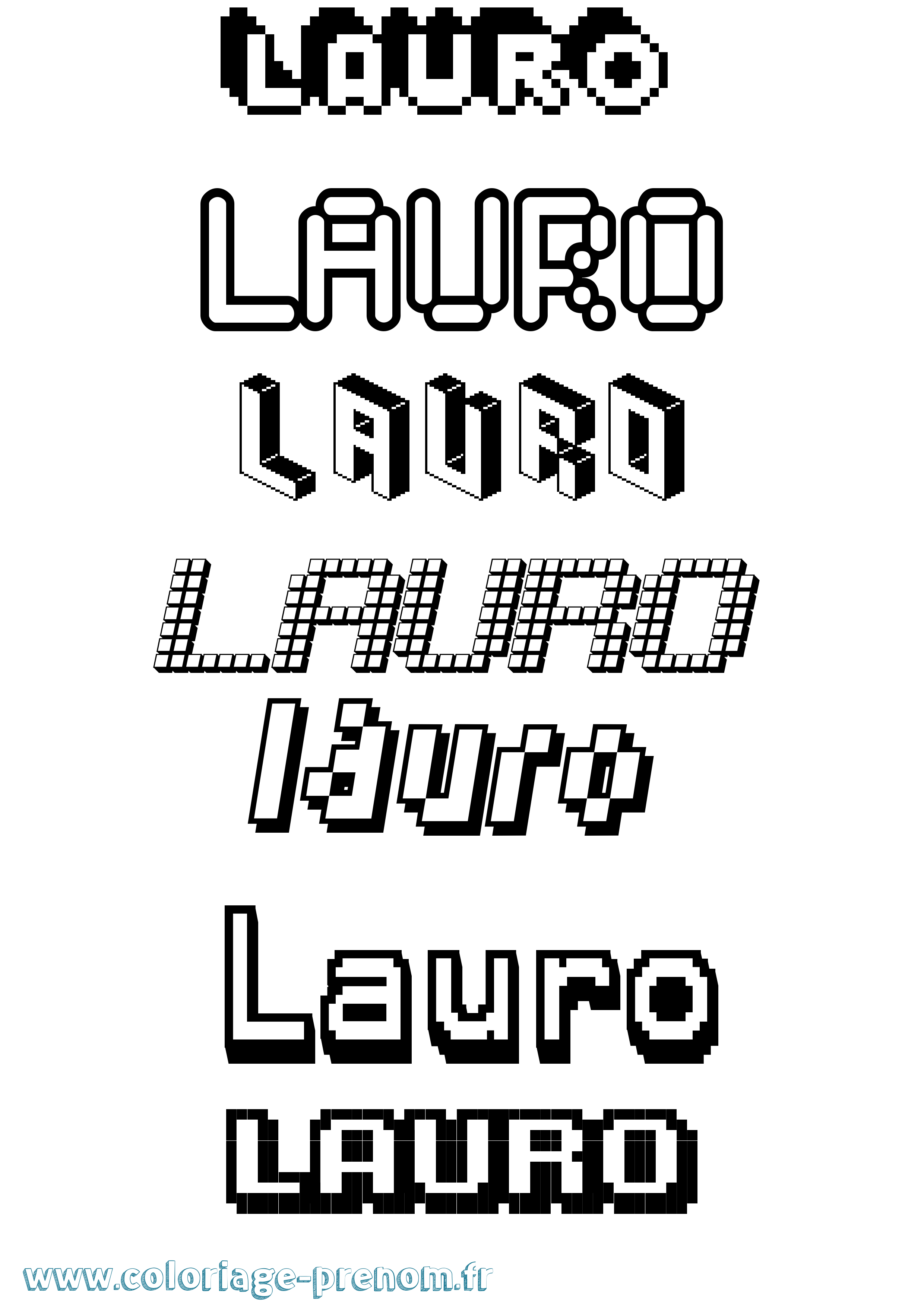 Coloriage prénom Lauro Pixel