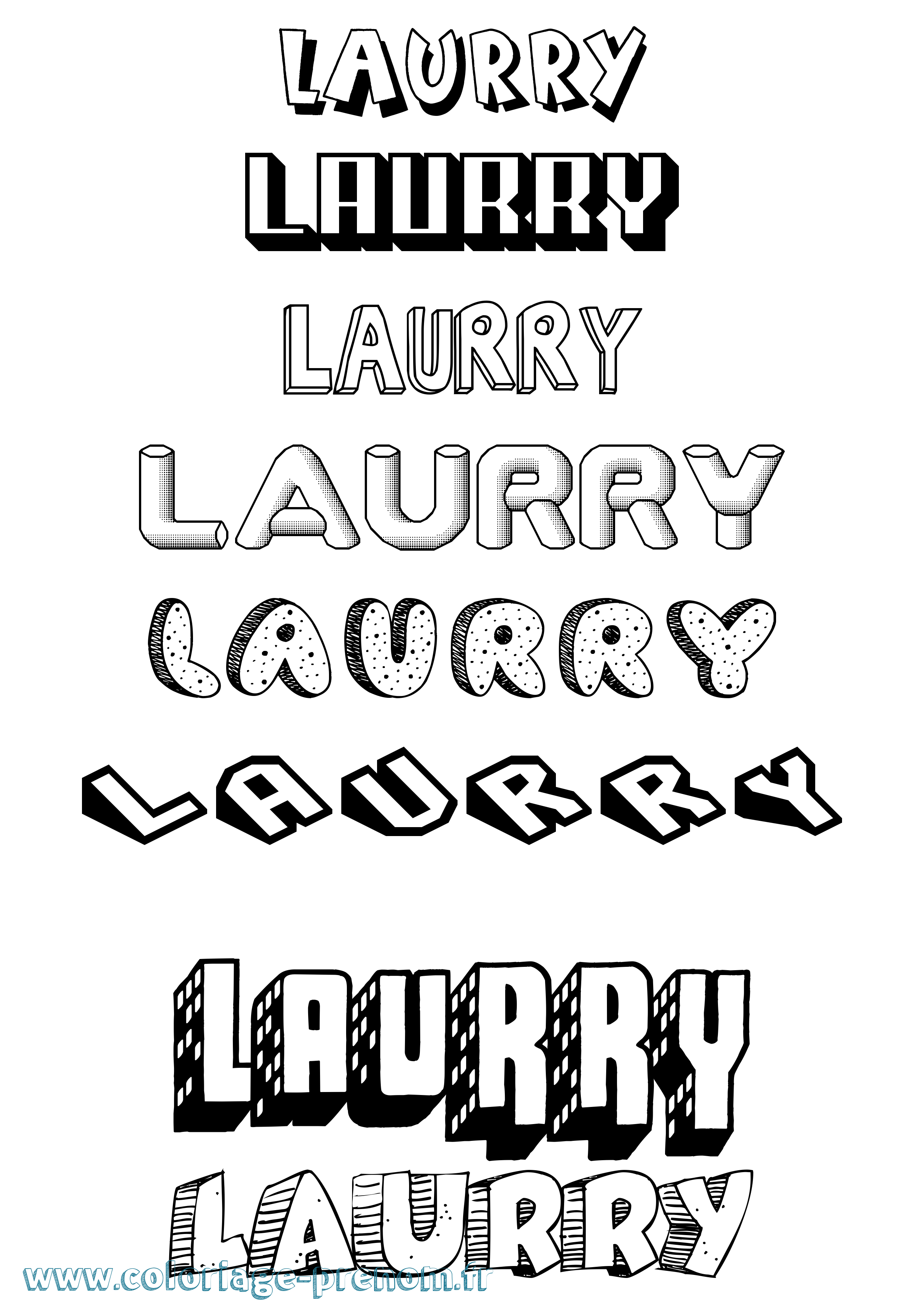 Coloriage prénom Laurry Effet 3D