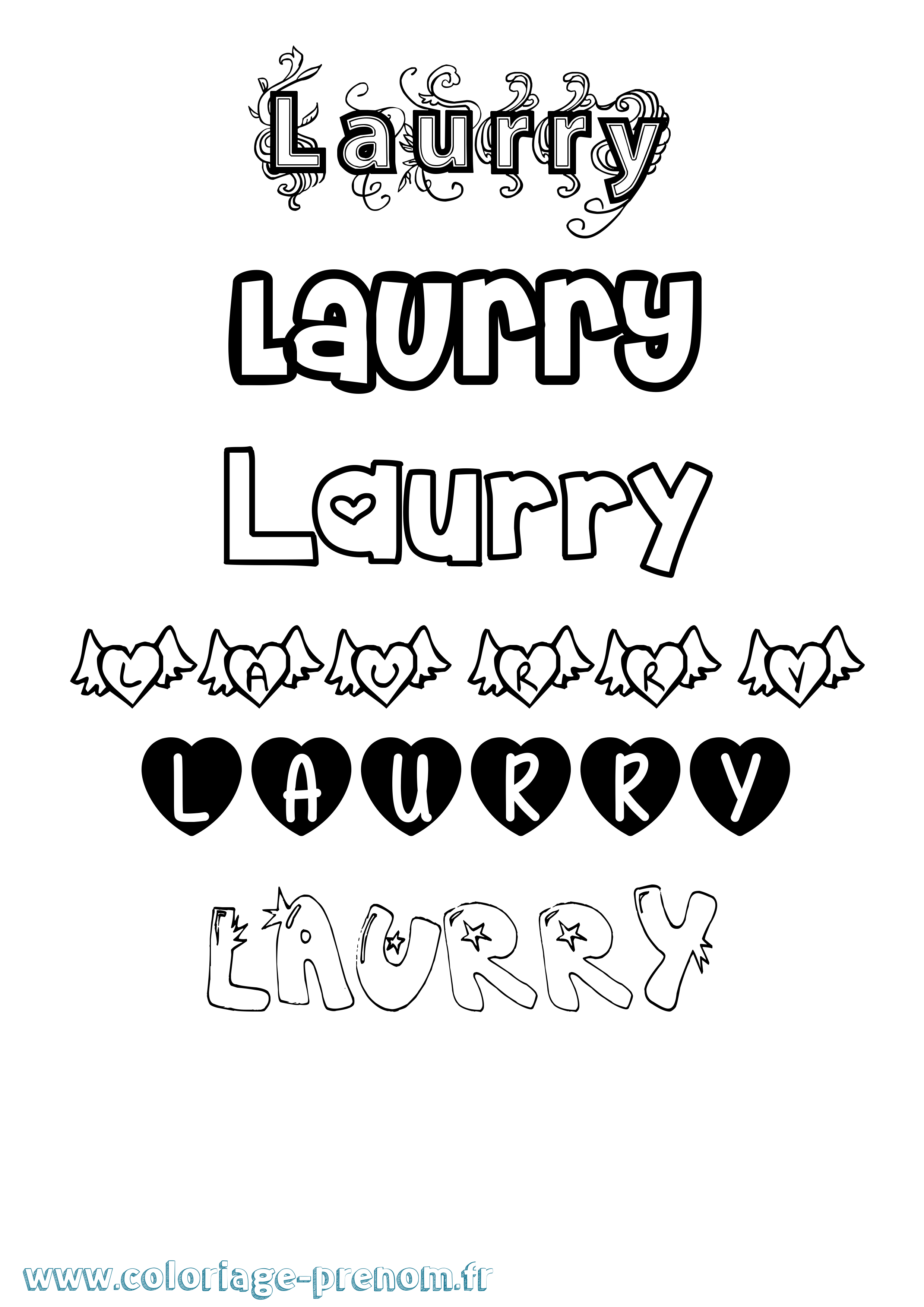Coloriage prénom Laurry Girly