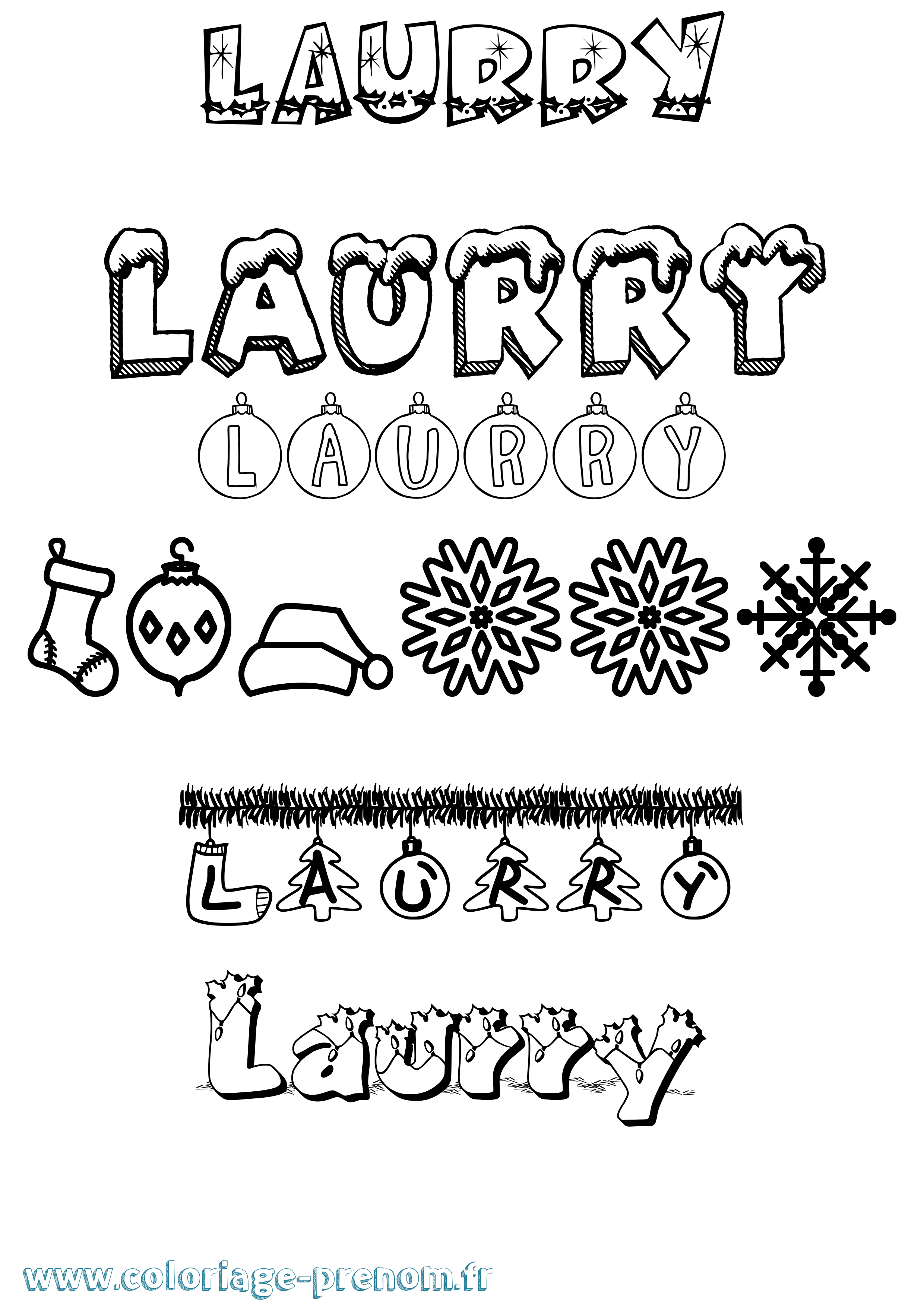 Coloriage prénom Laurry Noël