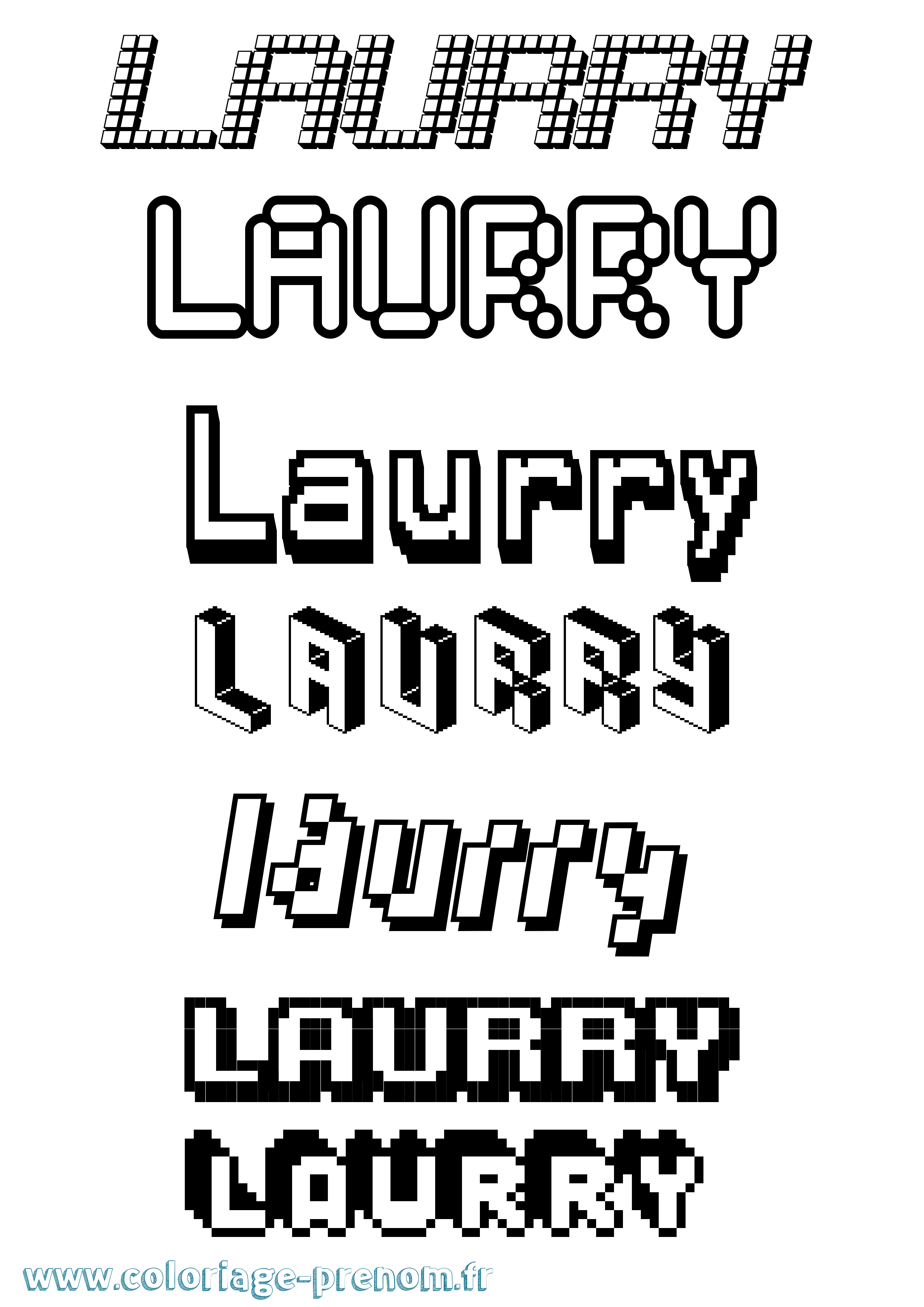 Coloriage prénom Laurry Pixel