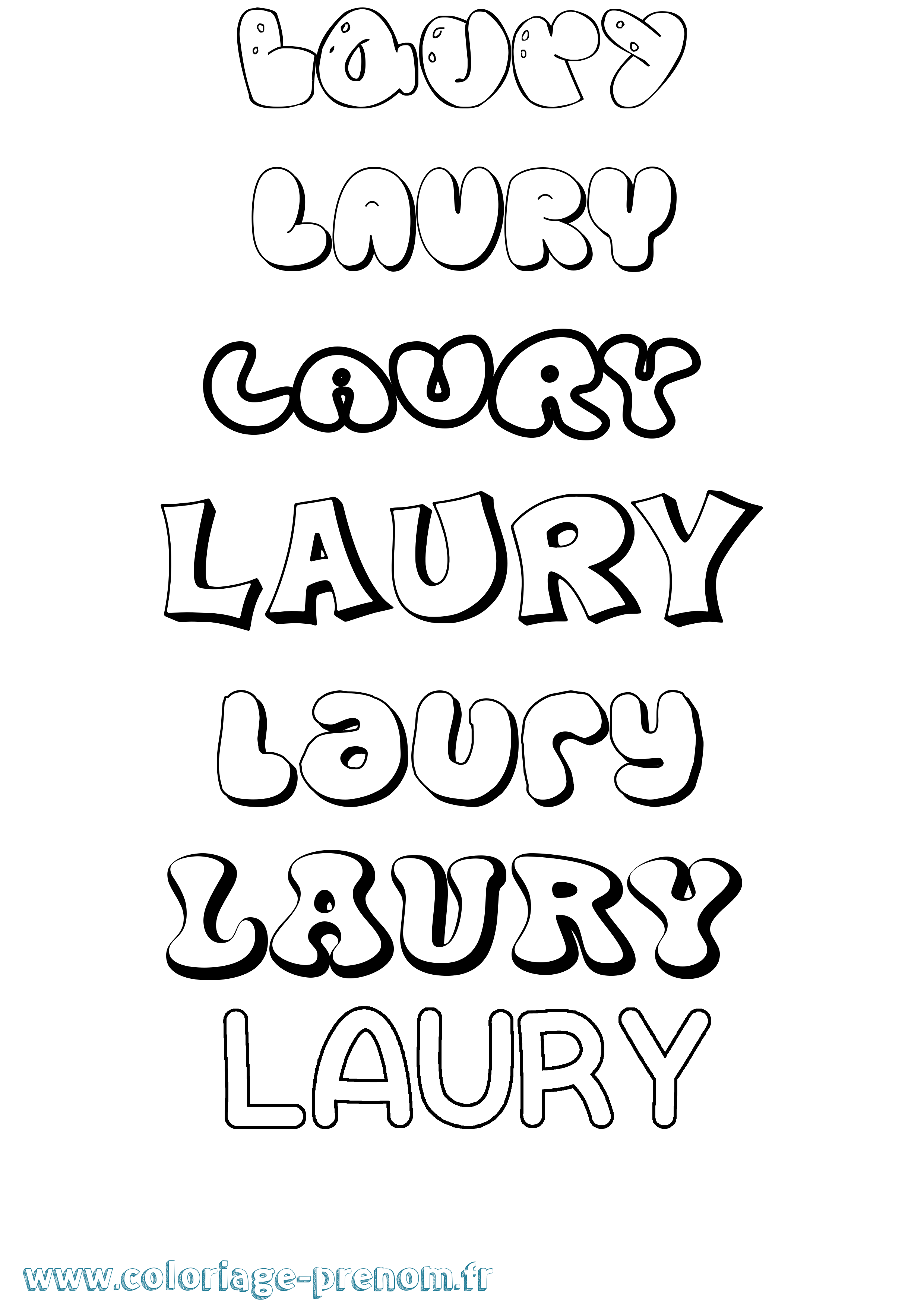 Coloriage prénom Laury Bubble