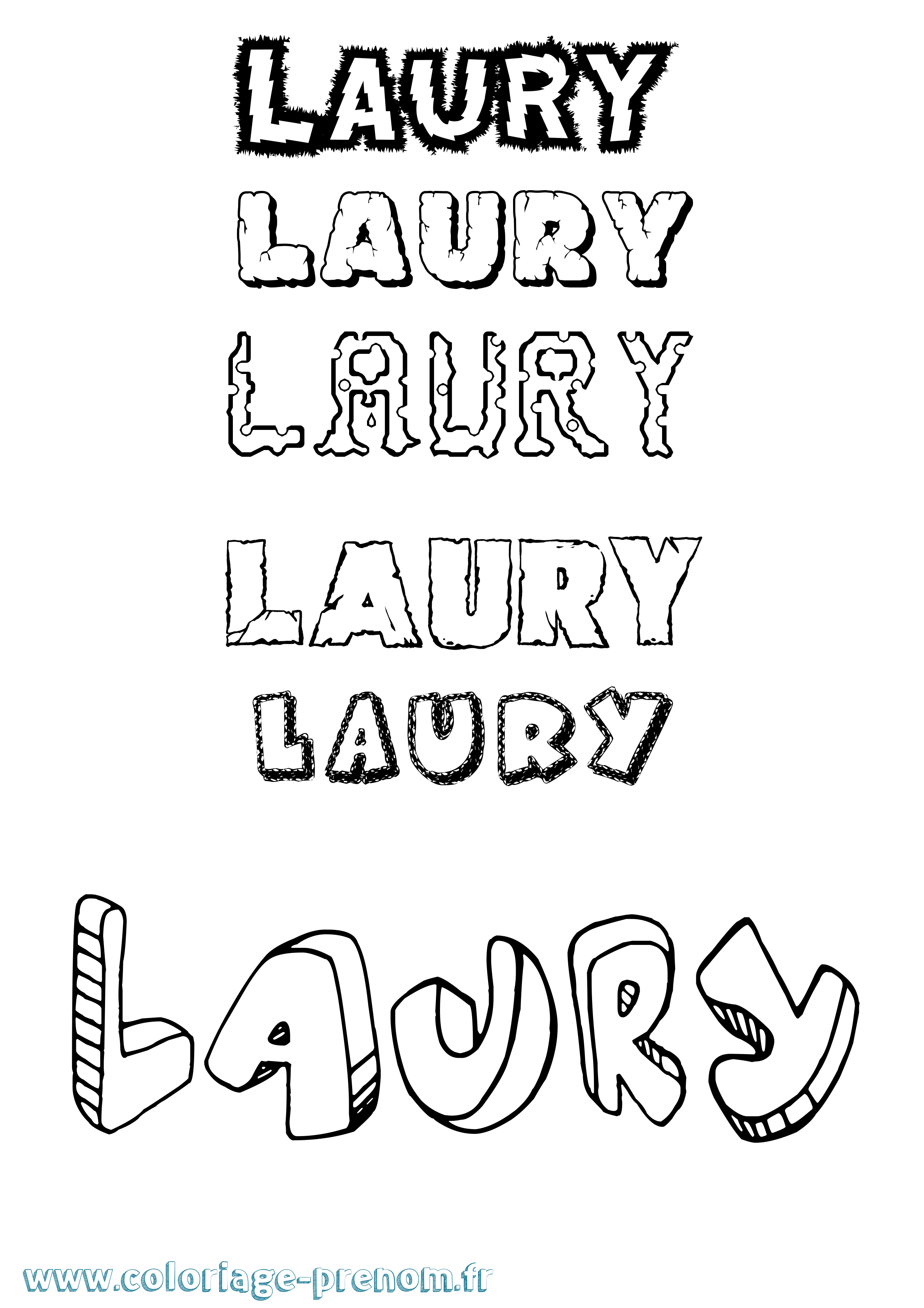 Coloriage prénom Laury Destructuré