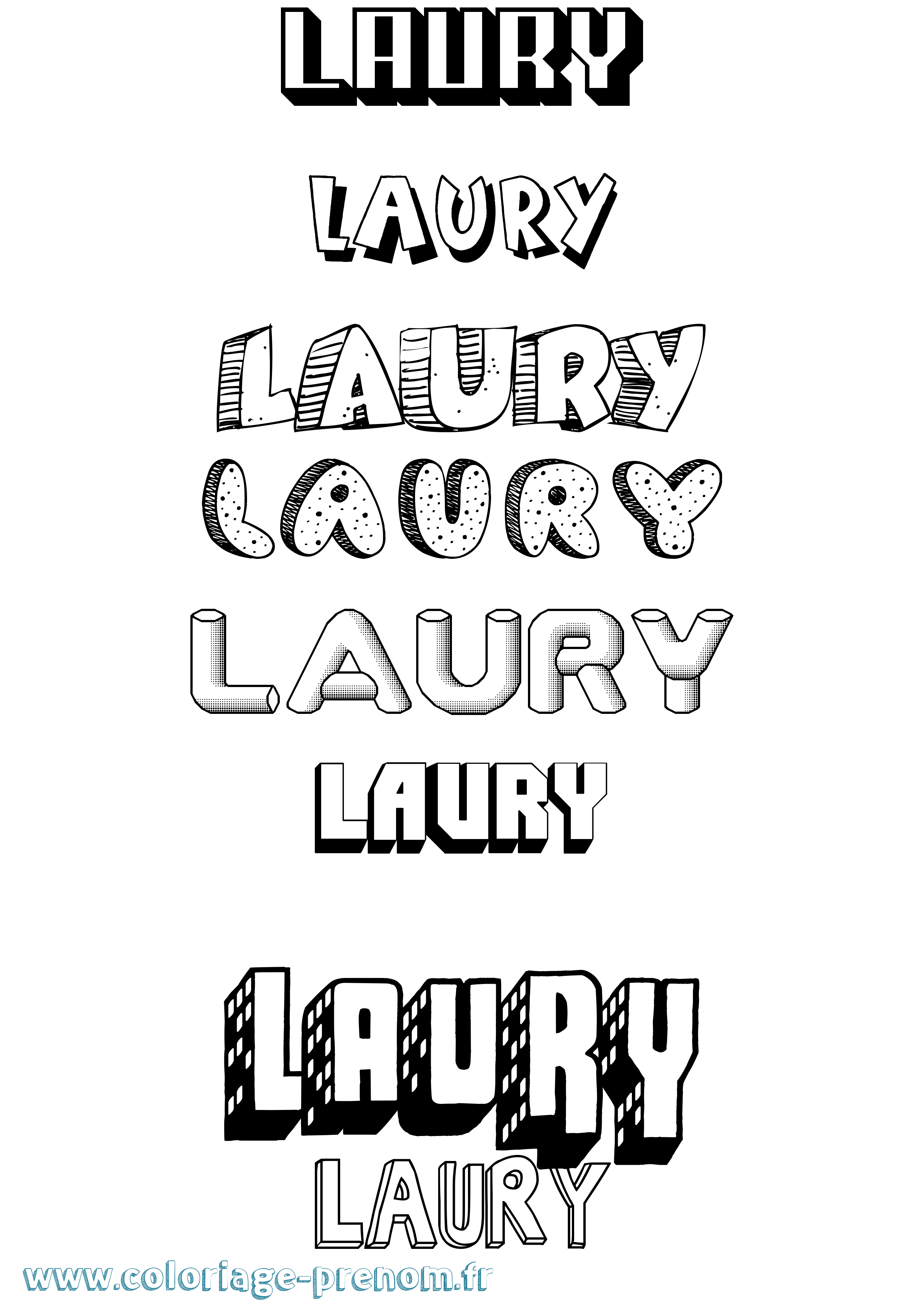 Coloriage prénom Laury Effet 3D