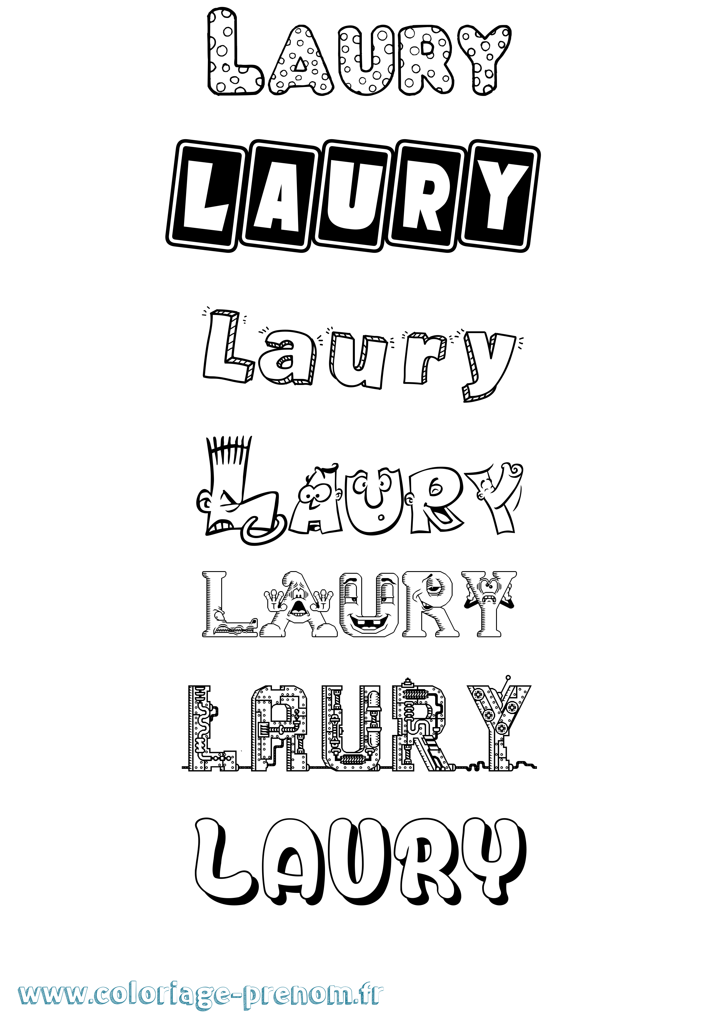Coloriage prénom Laury Fun