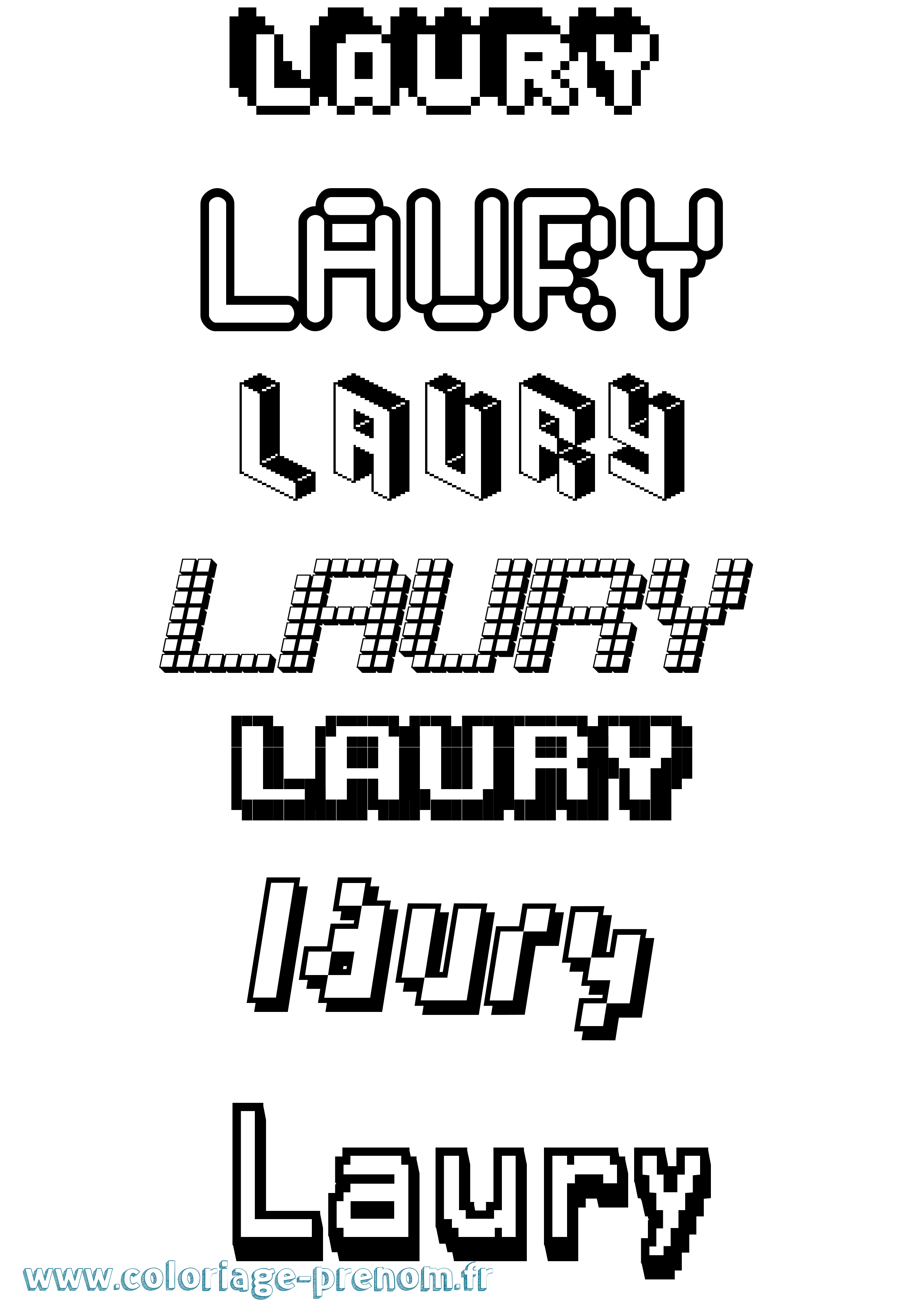Coloriage prénom Laury Pixel