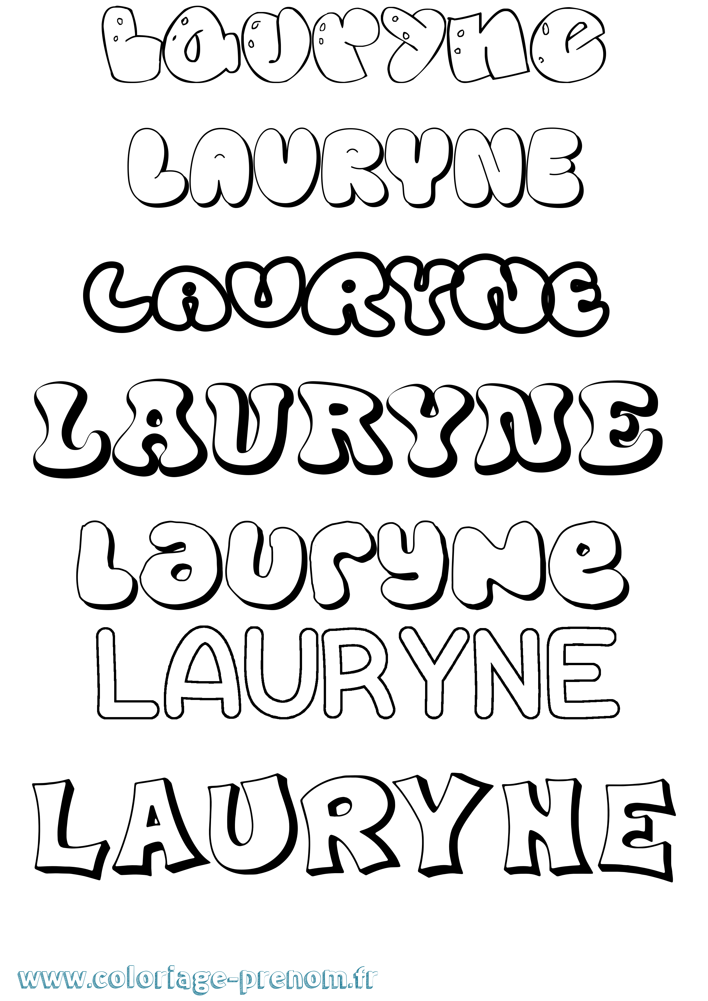 Coloriage prénom Lauryne Bubble