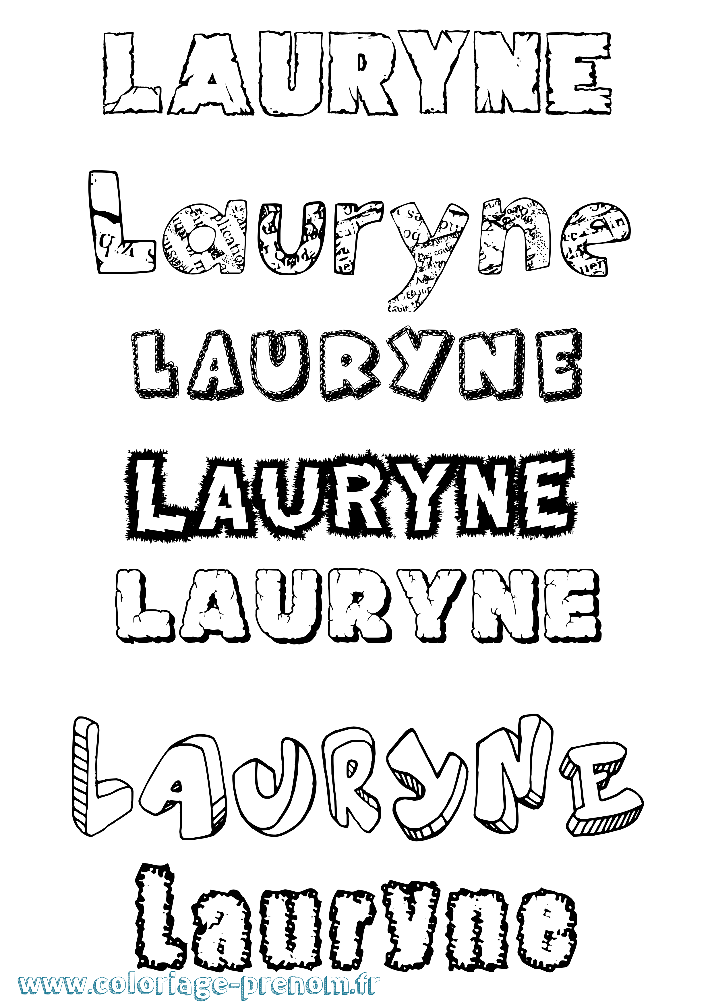 Coloriage prénom Lauryne Destructuré