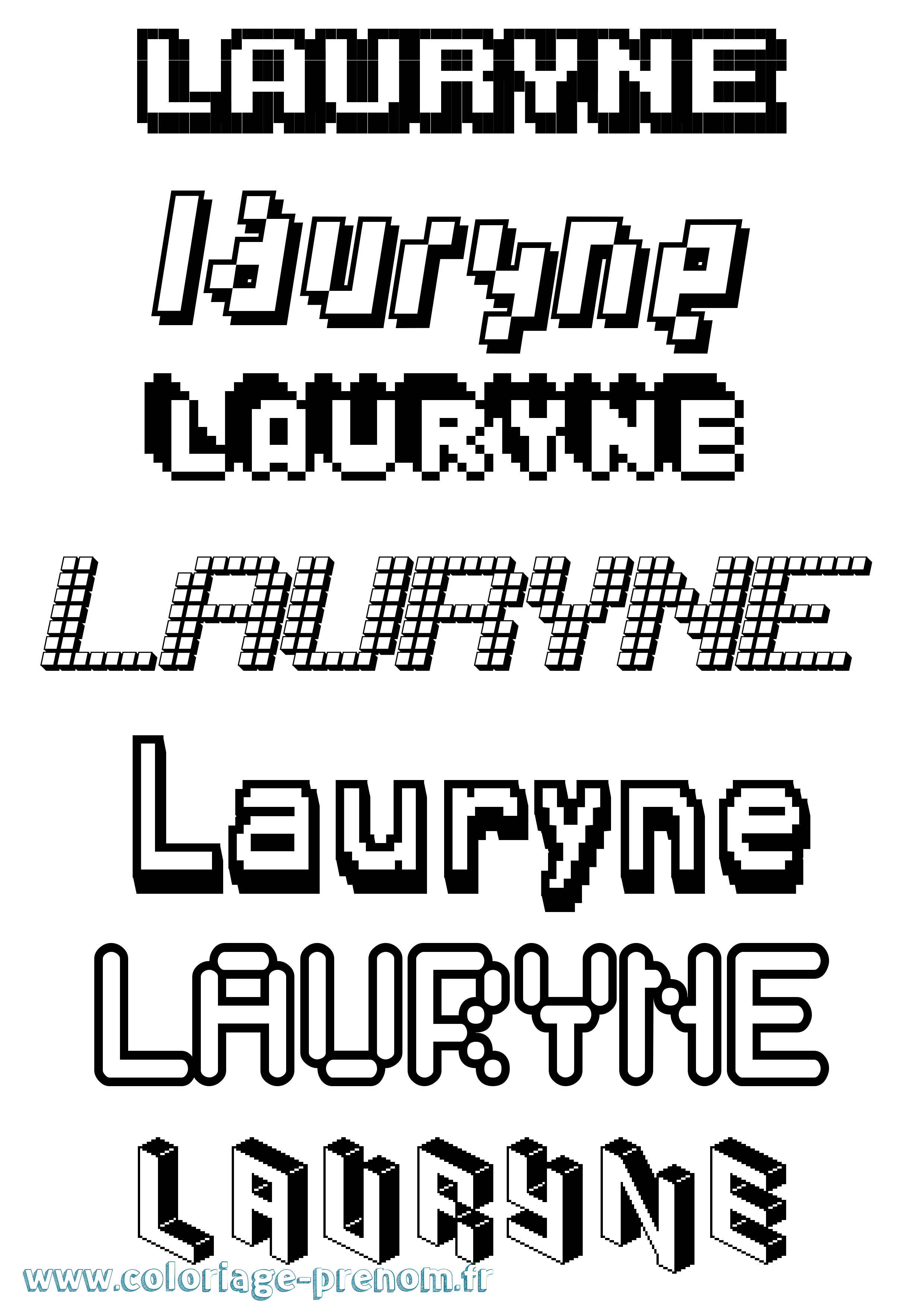 Coloriage prénom Lauryne Pixel