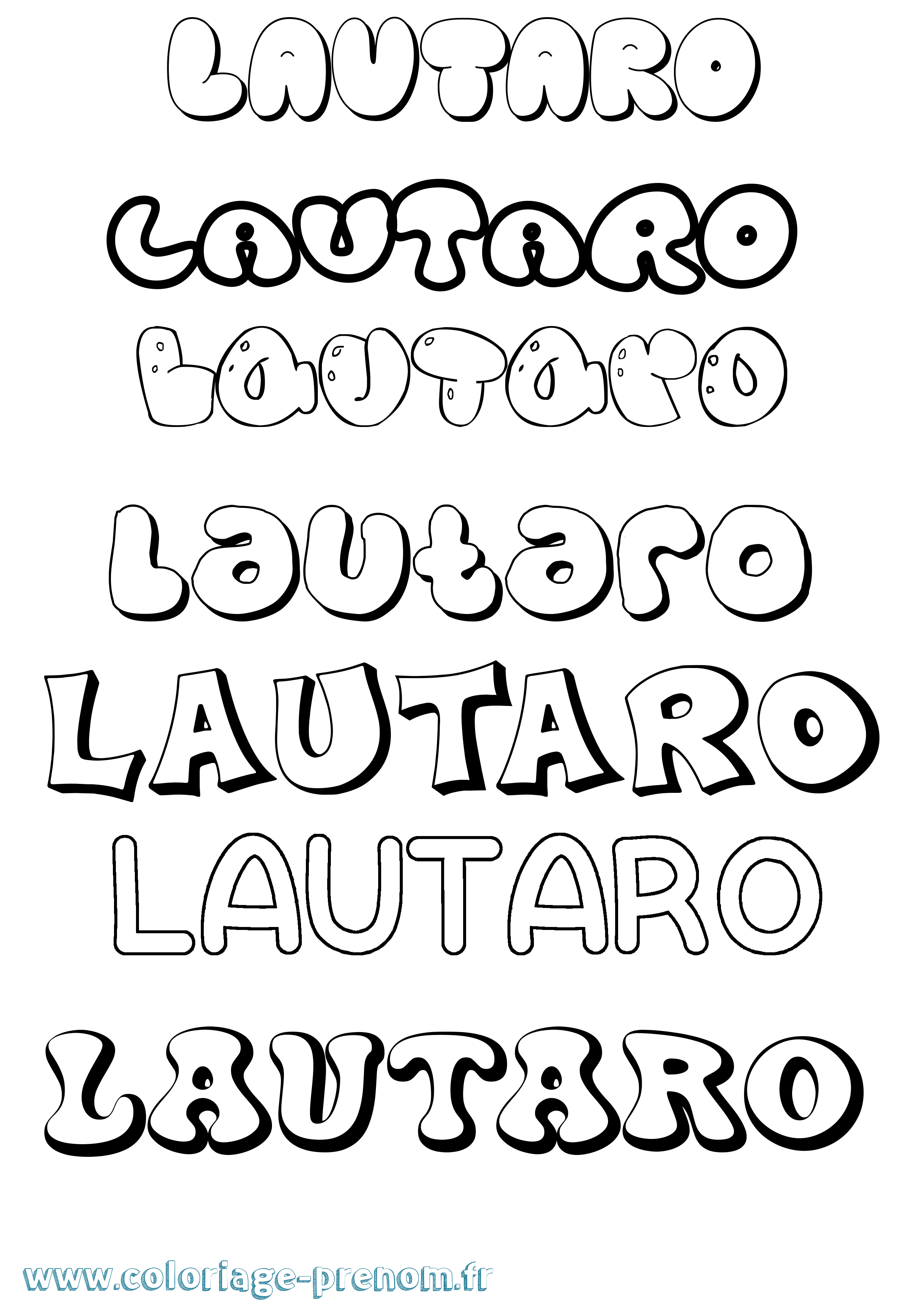 Coloriage prénom Lautaro Bubble