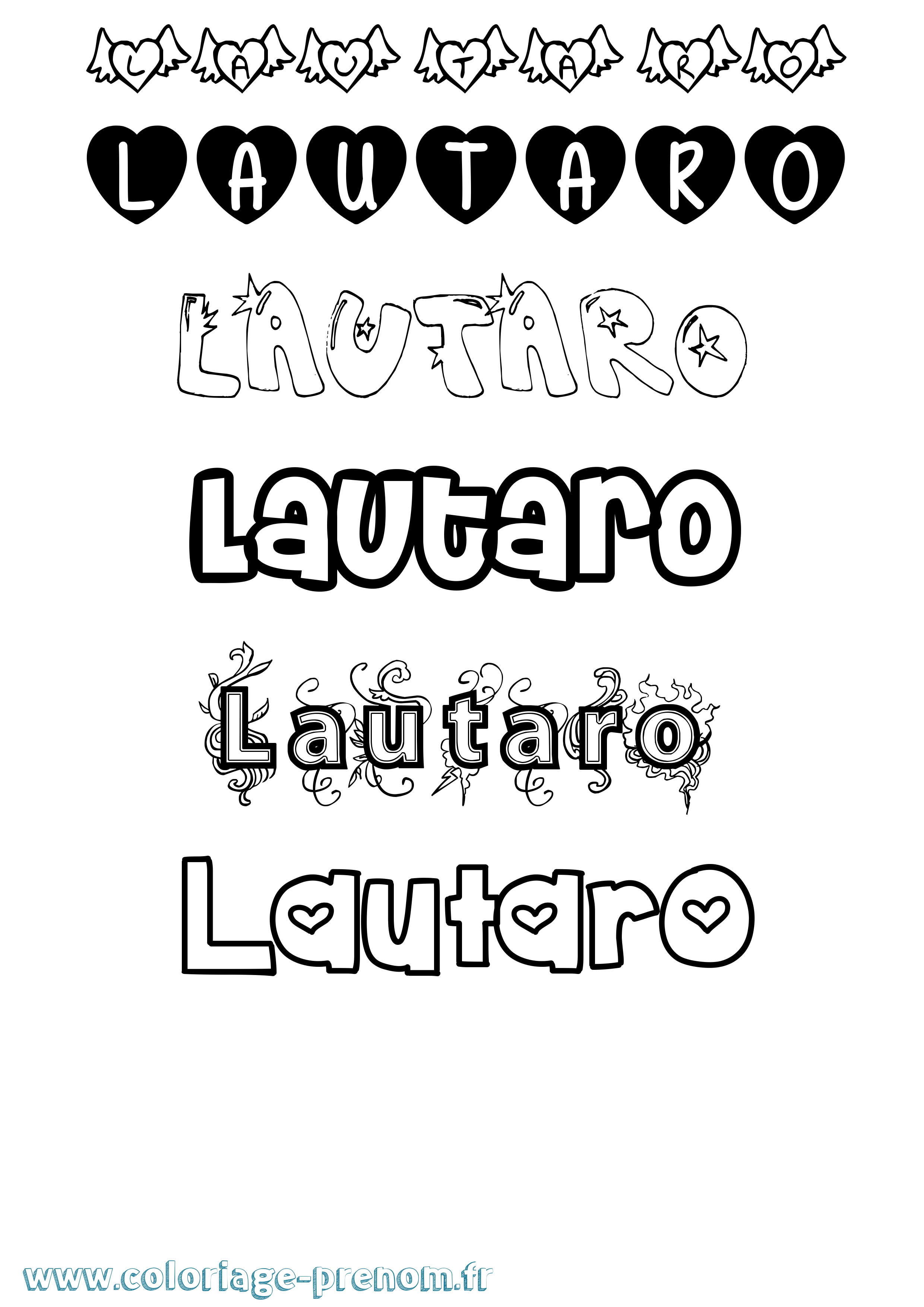 Coloriage prénom Lautaro Girly