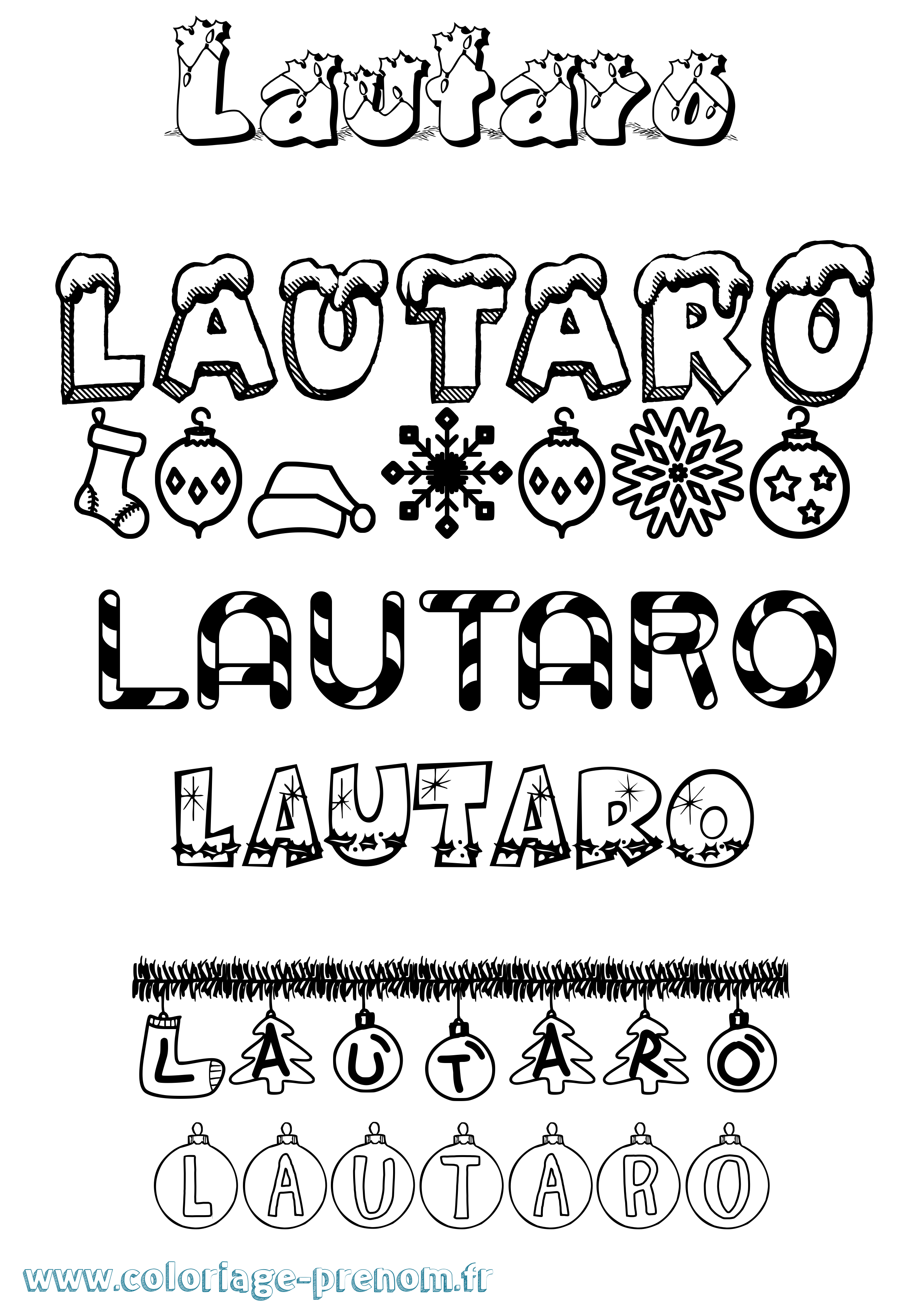 Coloriage prénom Lautaro Noël