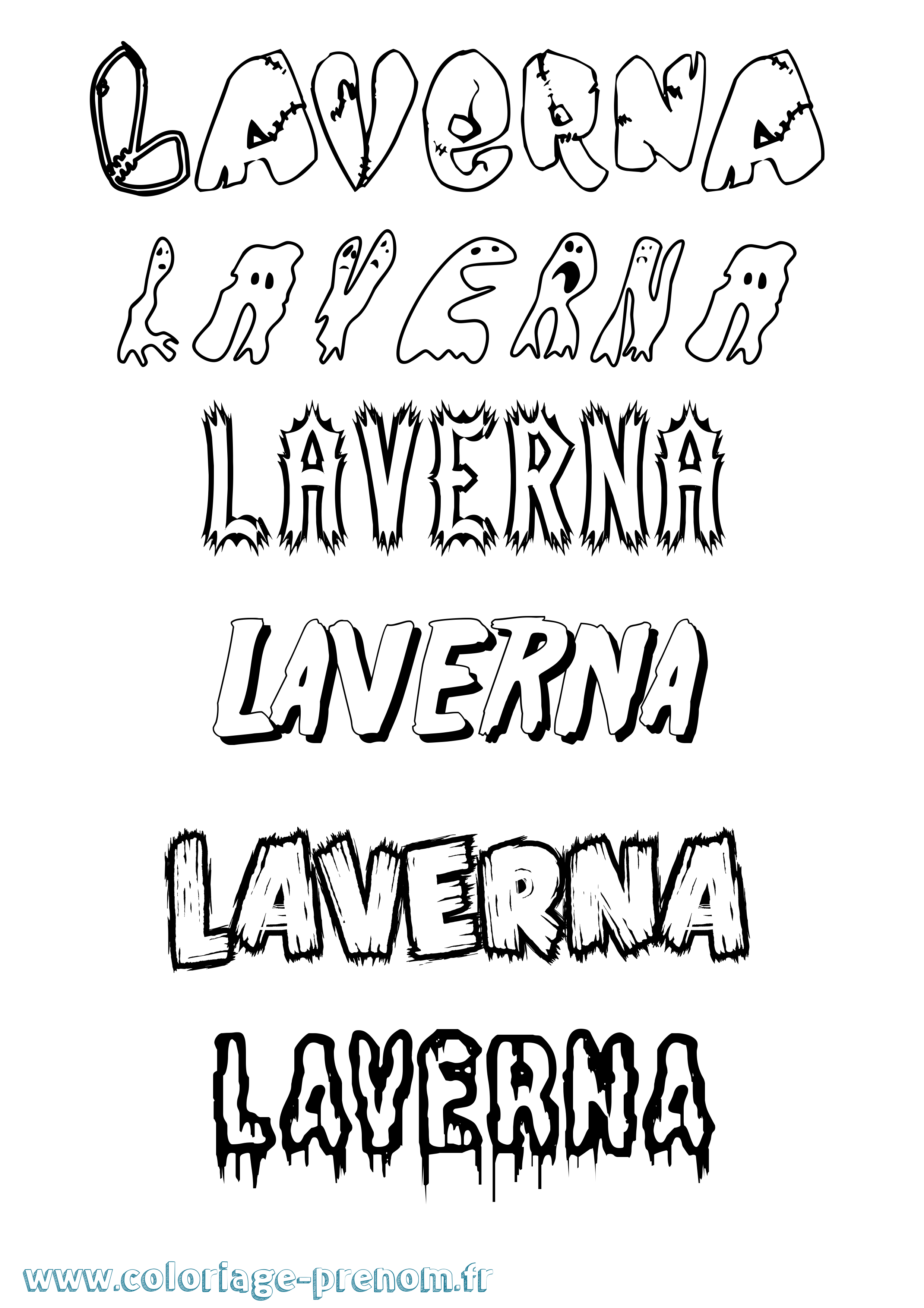 Coloriage prénom Laverna Frisson