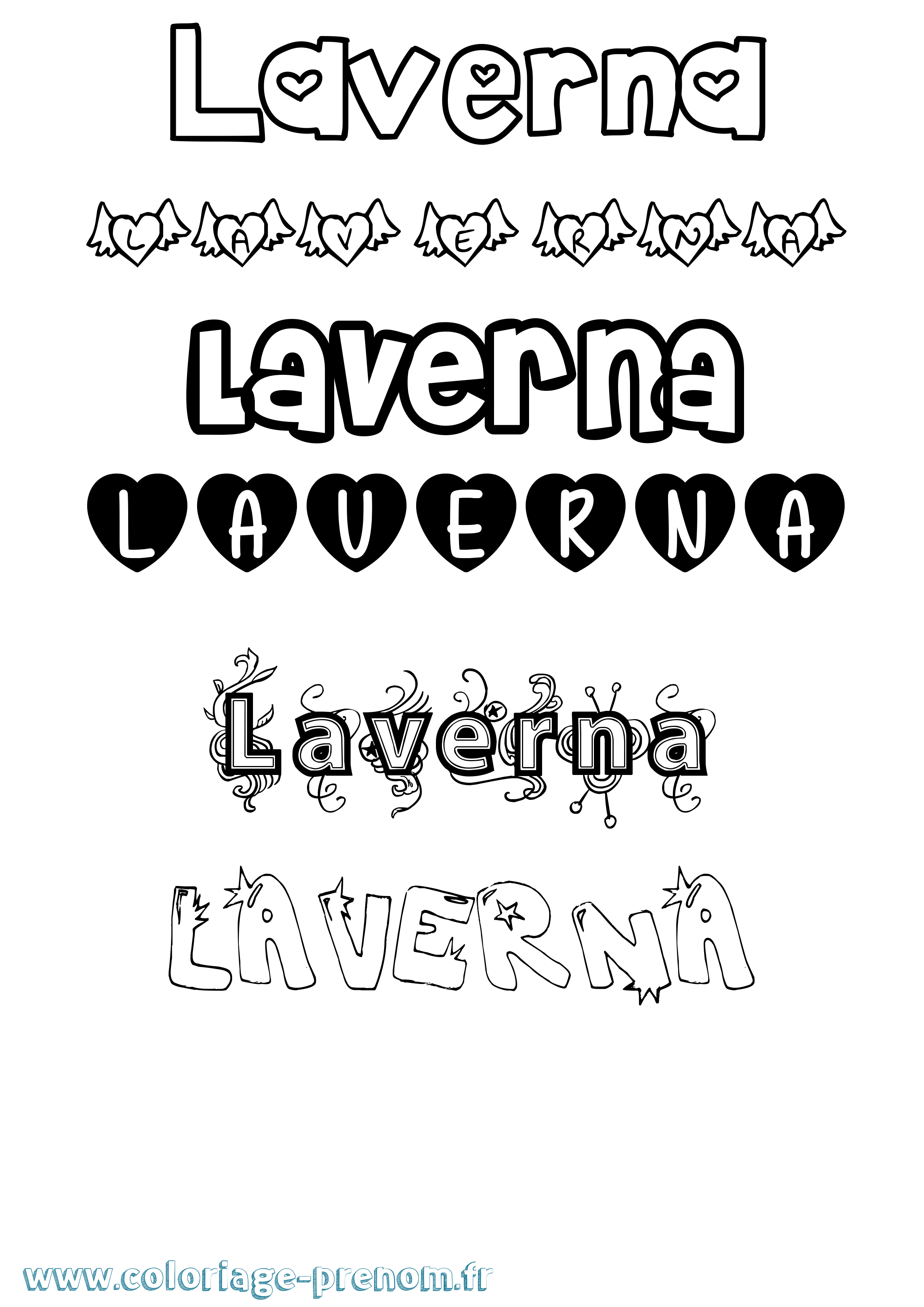 Coloriage prénom Laverna Girly