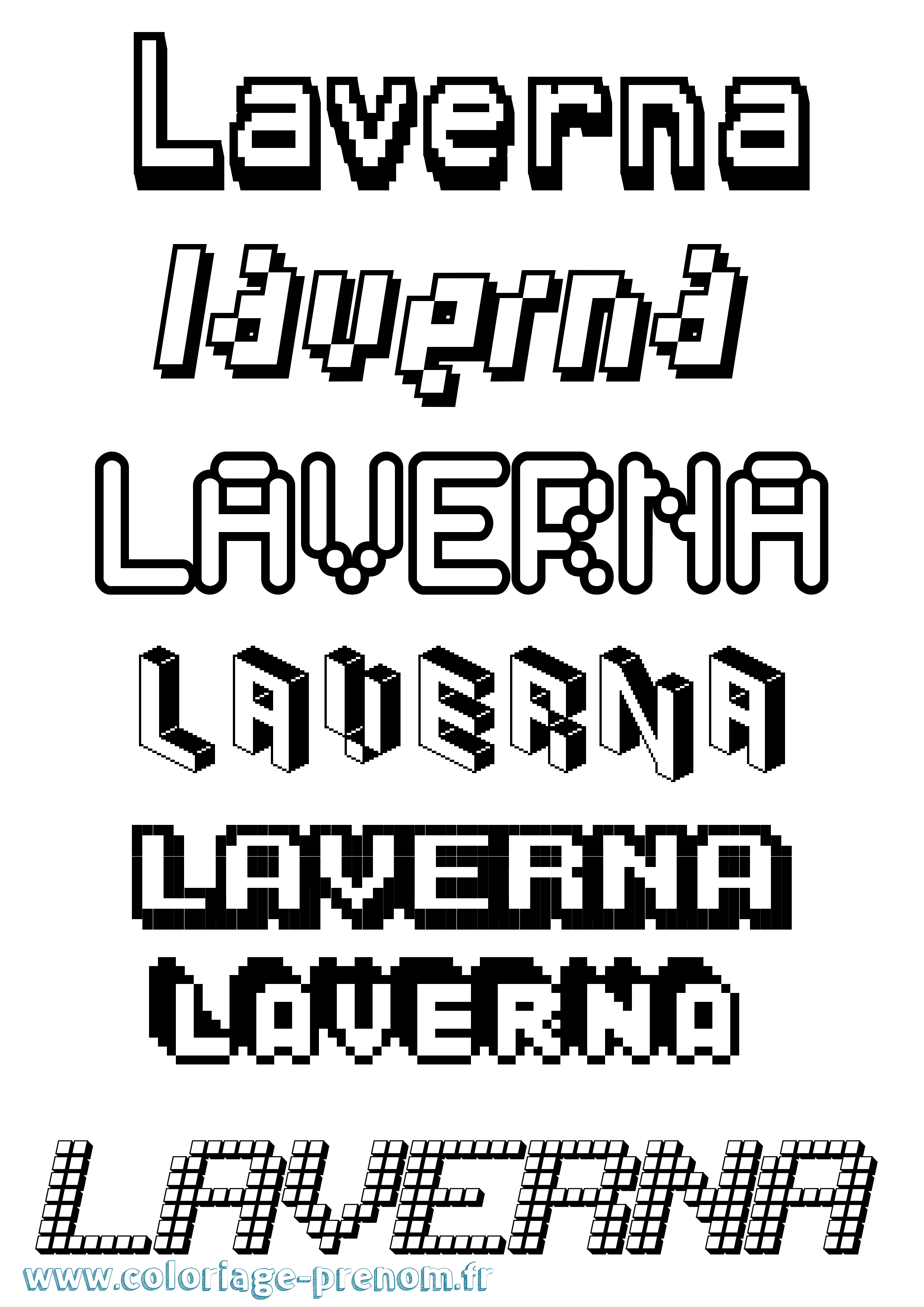 Coloriage prénom Laverna Pixel