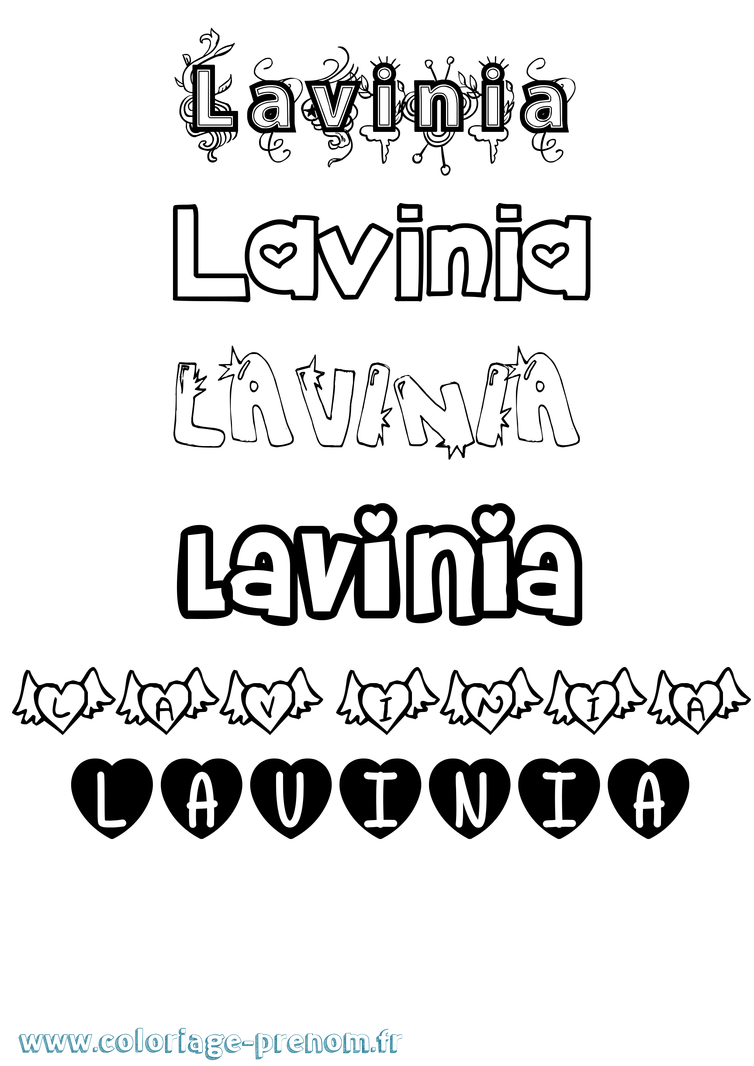 Coloriage prénom Lavinia Girly