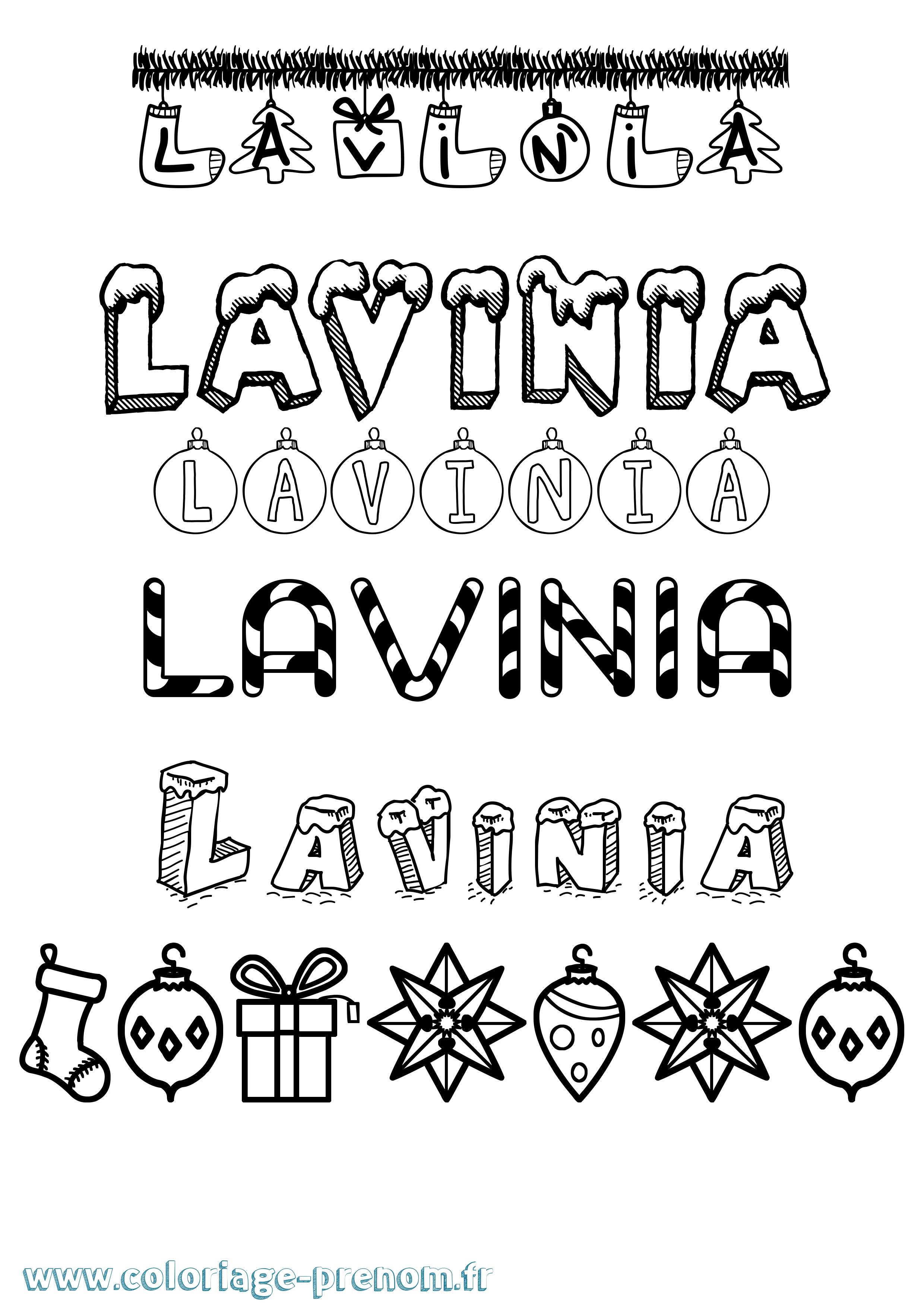 Coloriage prénom Lavinia Noël