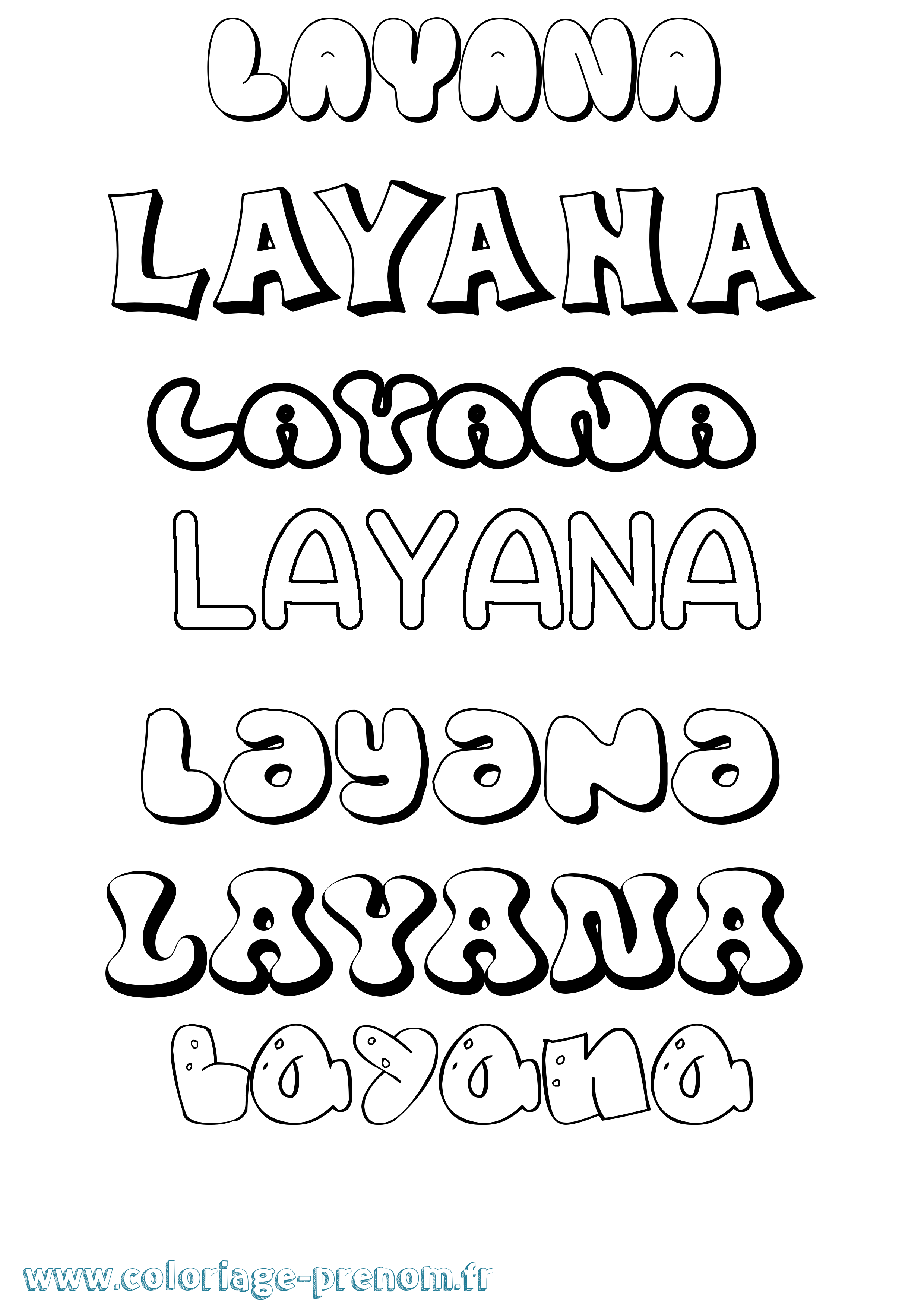 Coloriage Layana Coloriage prénom Layana