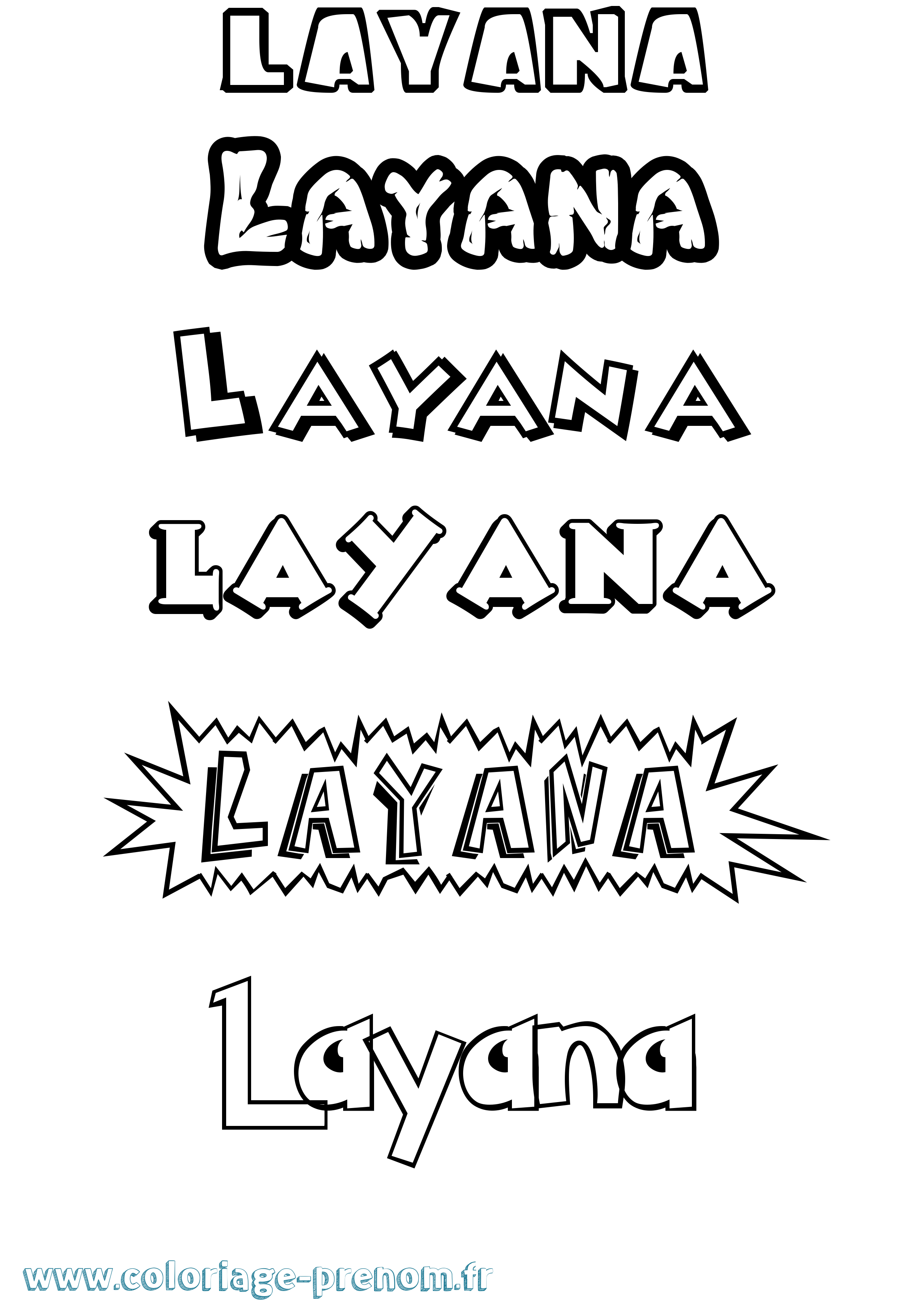 Coloriage Layana Coloriage prénom Layana