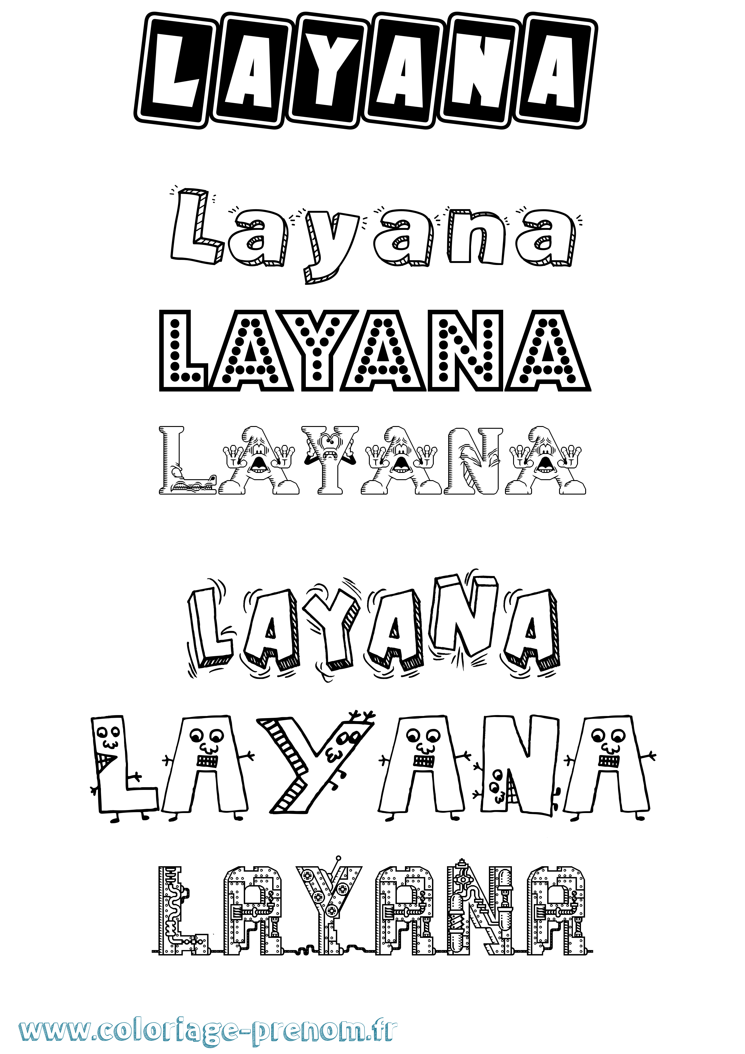 Coloriage Layana Coloriage prénom Layana