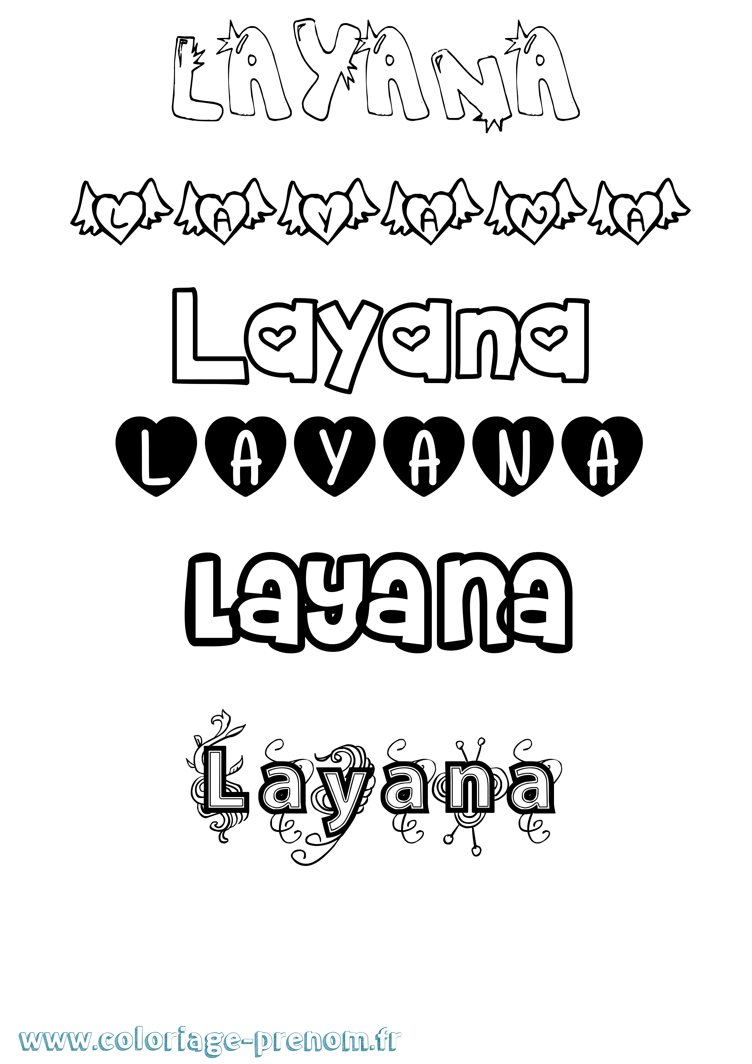 Coloriage Layana Coloriage prénom Layana