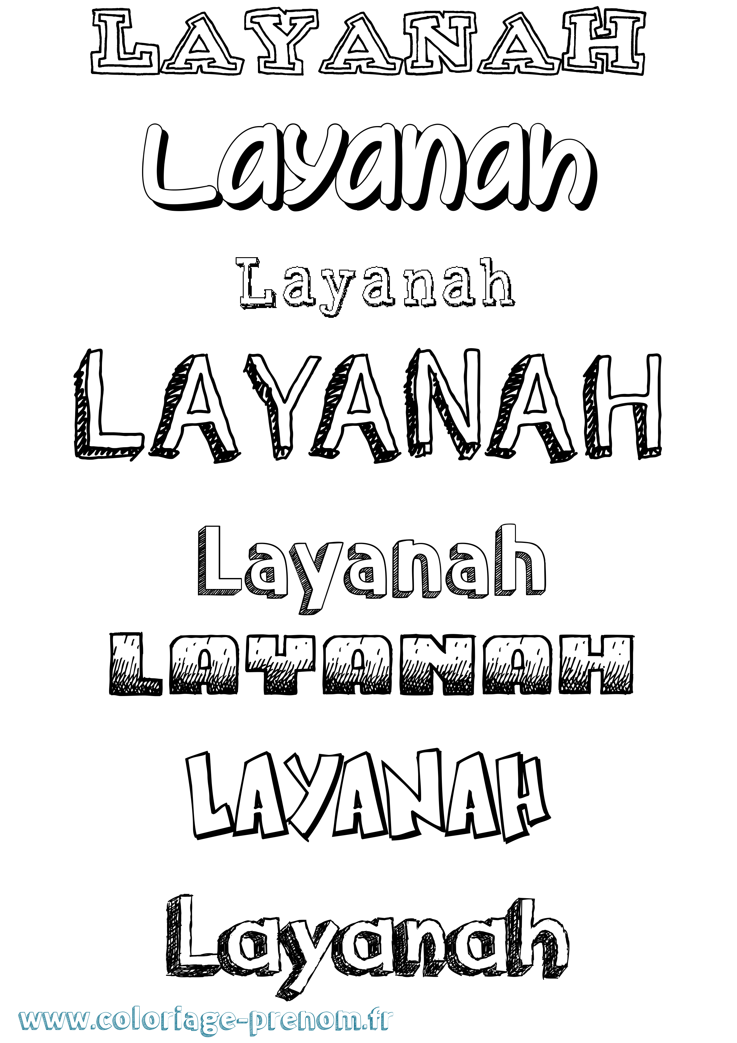 Coloriage Layanah Dessiné Coloriage prénom Layanah Dessiné