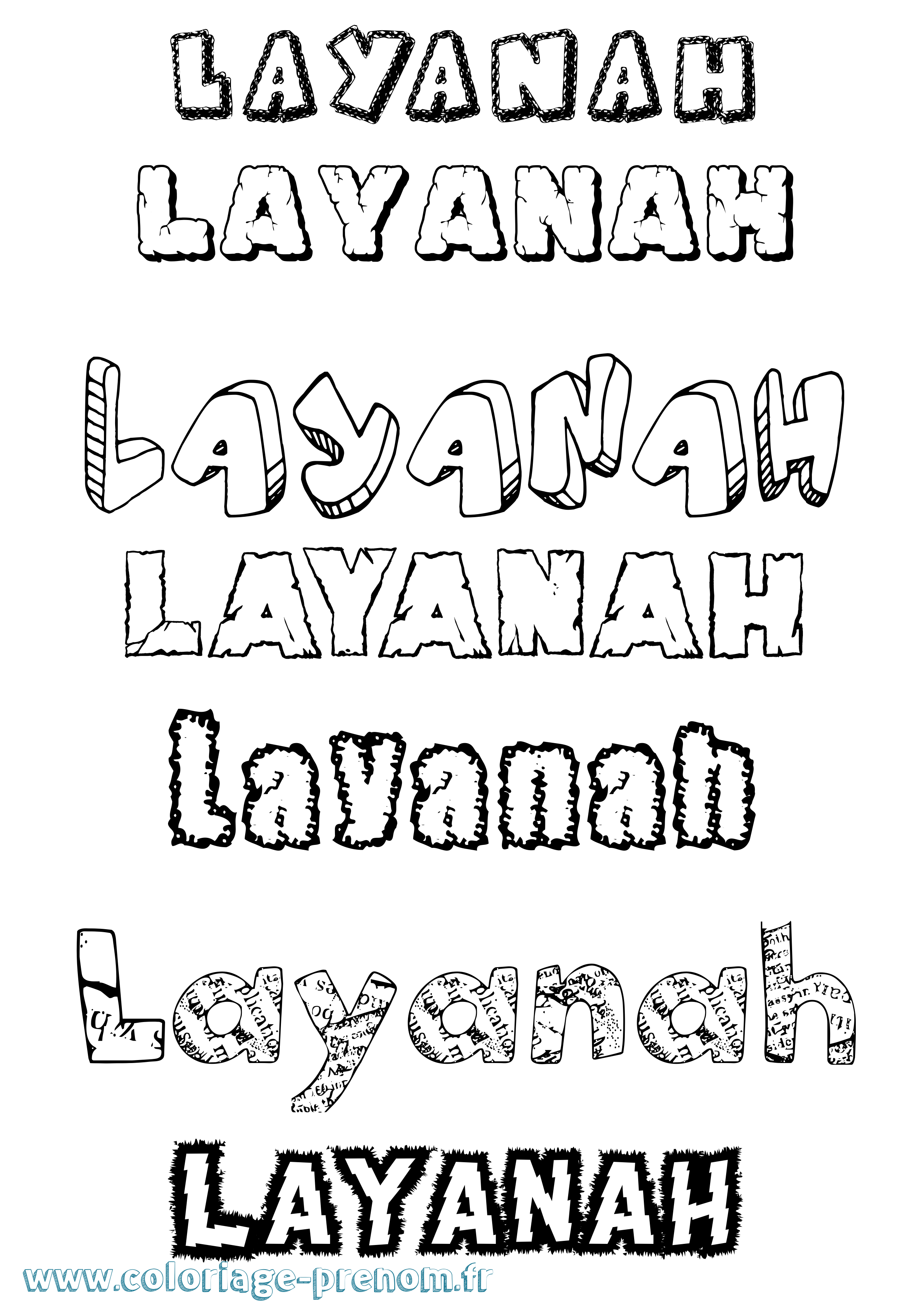 Coloriage Layanah Destructuré Coloriage prénom Layanah Destructuré