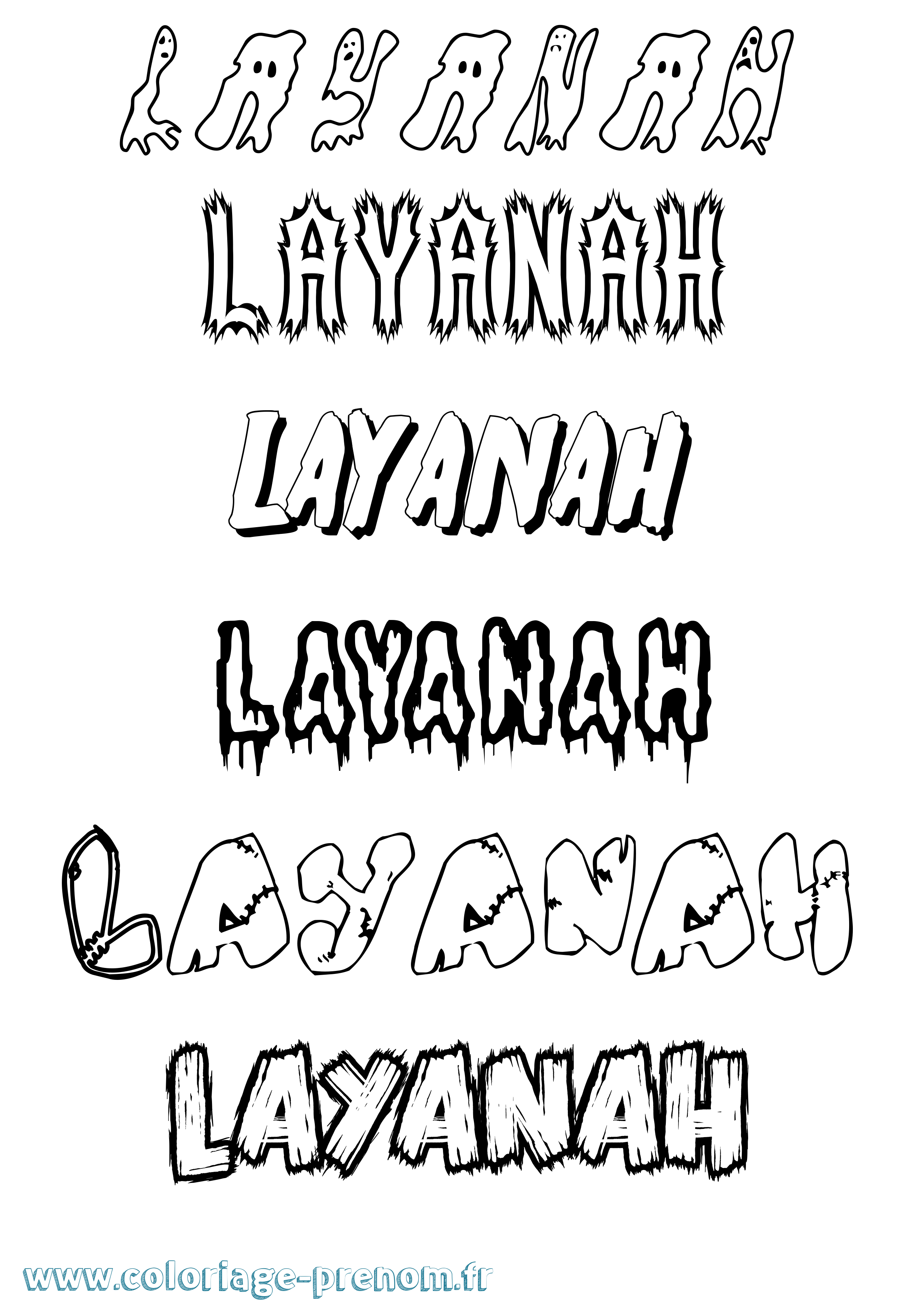 Coloriage Layanah Frisson Coloriage prénom Layanah Frisson